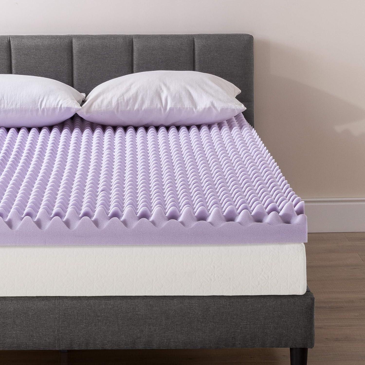 Queen Lavender Infused Egg Crate Memory Foam Mattress Topper