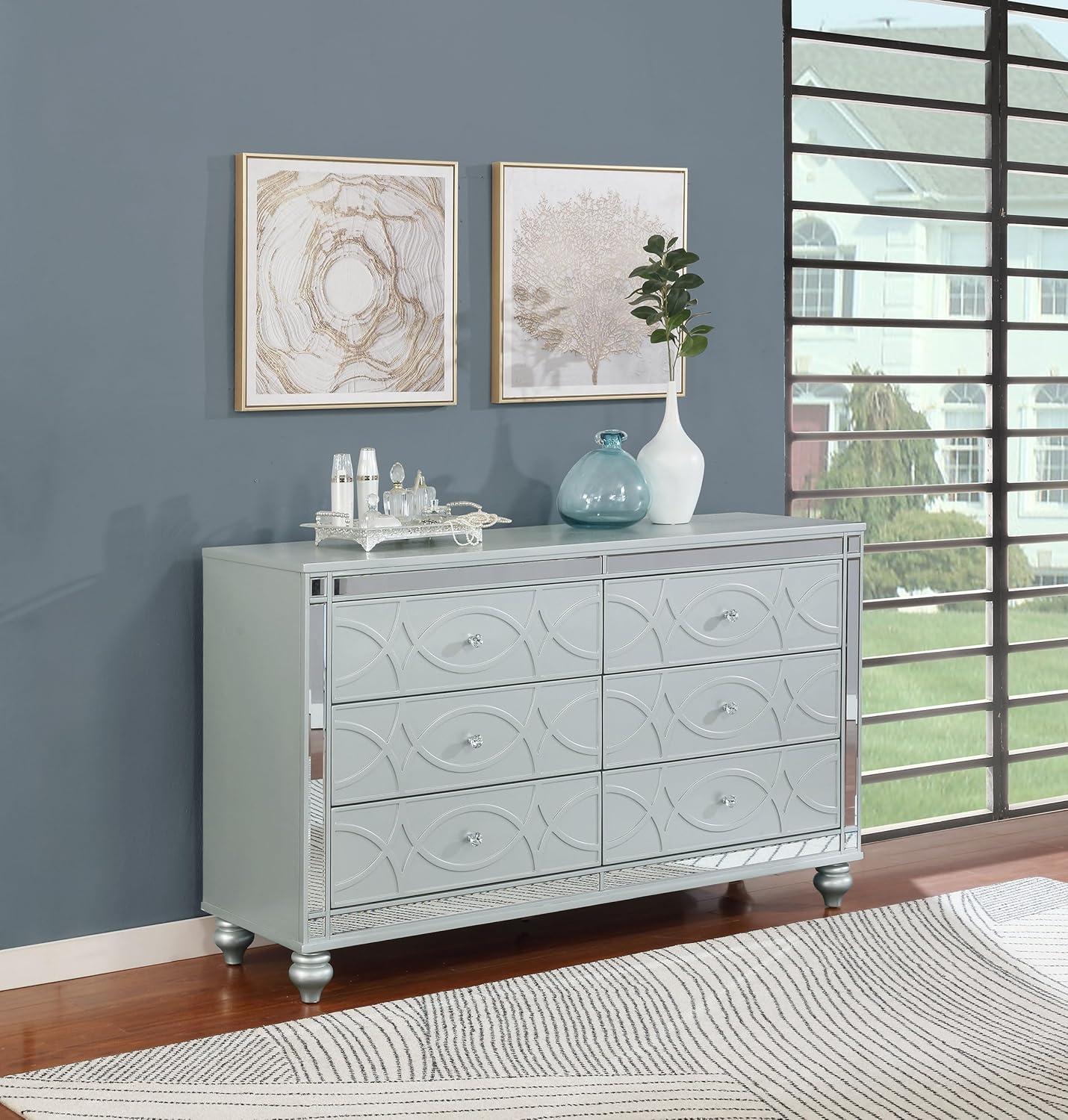 Gunnison 6-drawer Dresser Silver Metallic