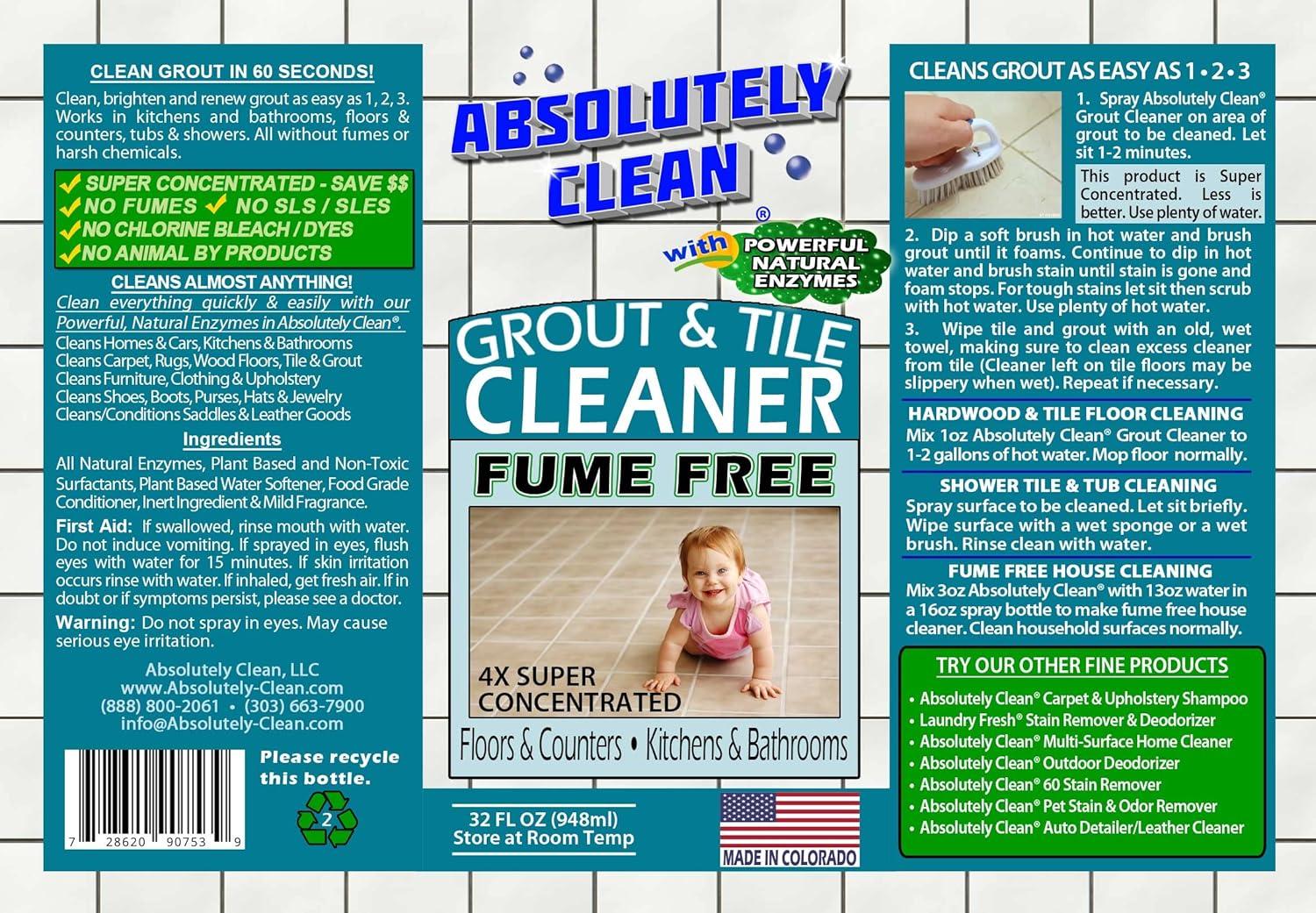AMAZING GROUT CLEANER: Best Grout Cleaner For Tile and Grout Cleaning, Natural Enzymes Clean Even the Dirtiest Grout, Best Grout Cleaner for Ceramic, Marble & Stone - USA Made