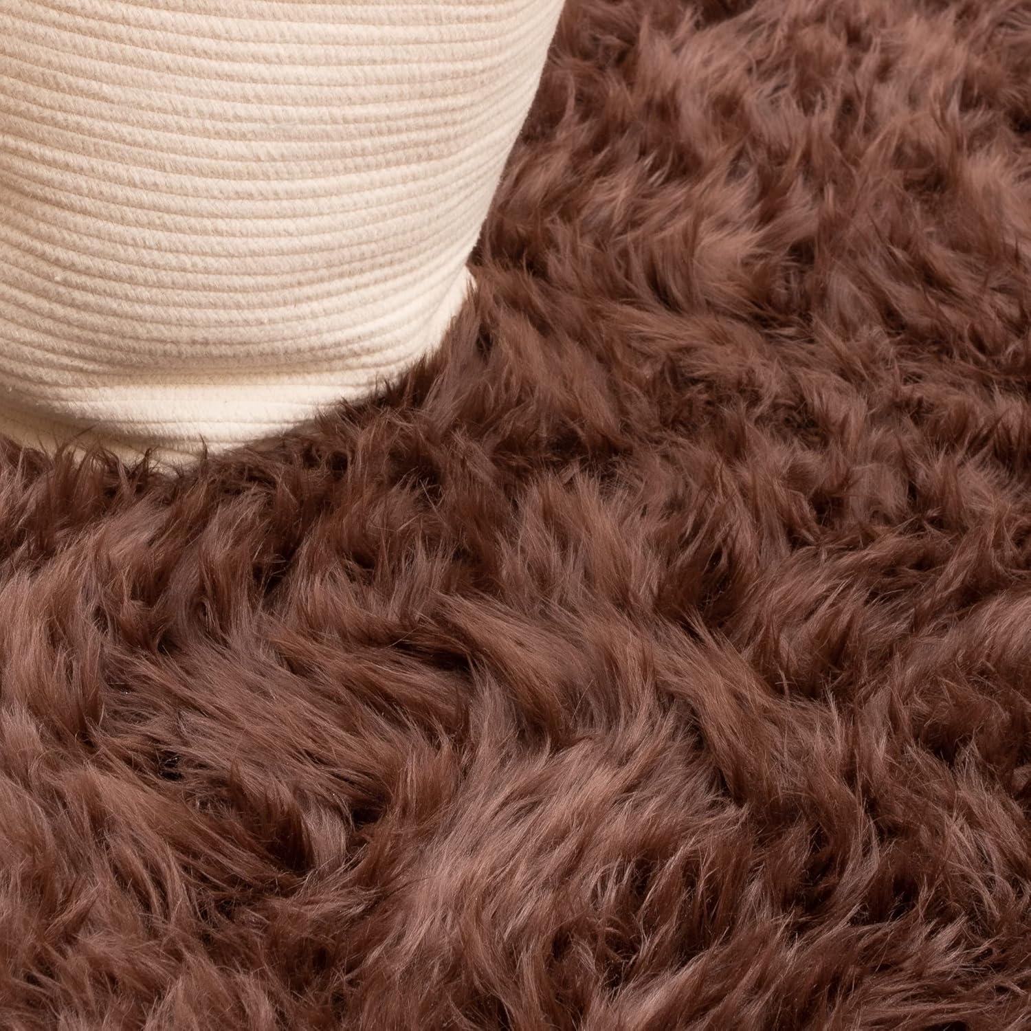 Super Area Rug Glam Solid Print Shag Area Rug, 2' x 4'