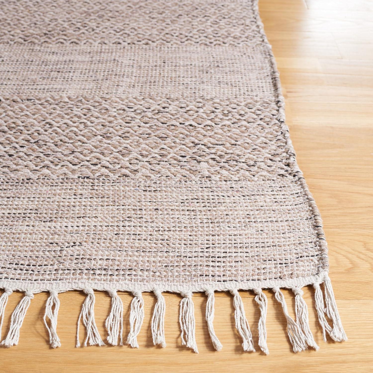 SAFAVIEH Montauk Karlene Geometric Cotton Area Rug, Ivory/Steel Grey, 11' x 15'