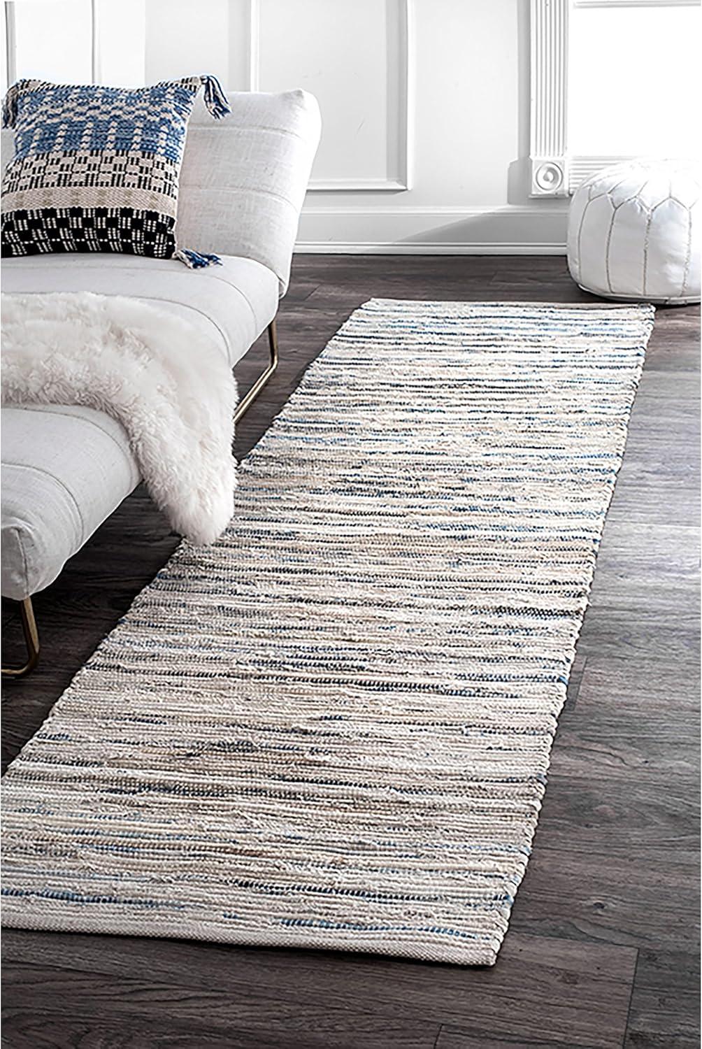 Nuloom Maile Cotton Kitchen Runner Indoor Area Rug - Hallway, Entryway, 2' 6" x 8', Blue