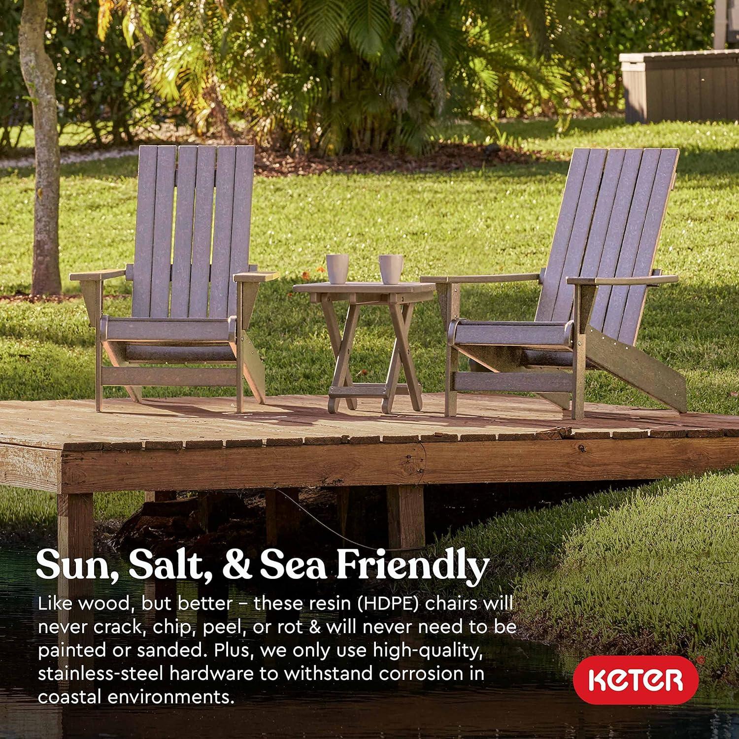 Keter Keter Montauk Adirondack Chair Modern Premium Weatherproof Outdoor Patio Furniture Ideal for Entertaining by the Pool or Backyard Fire Pit