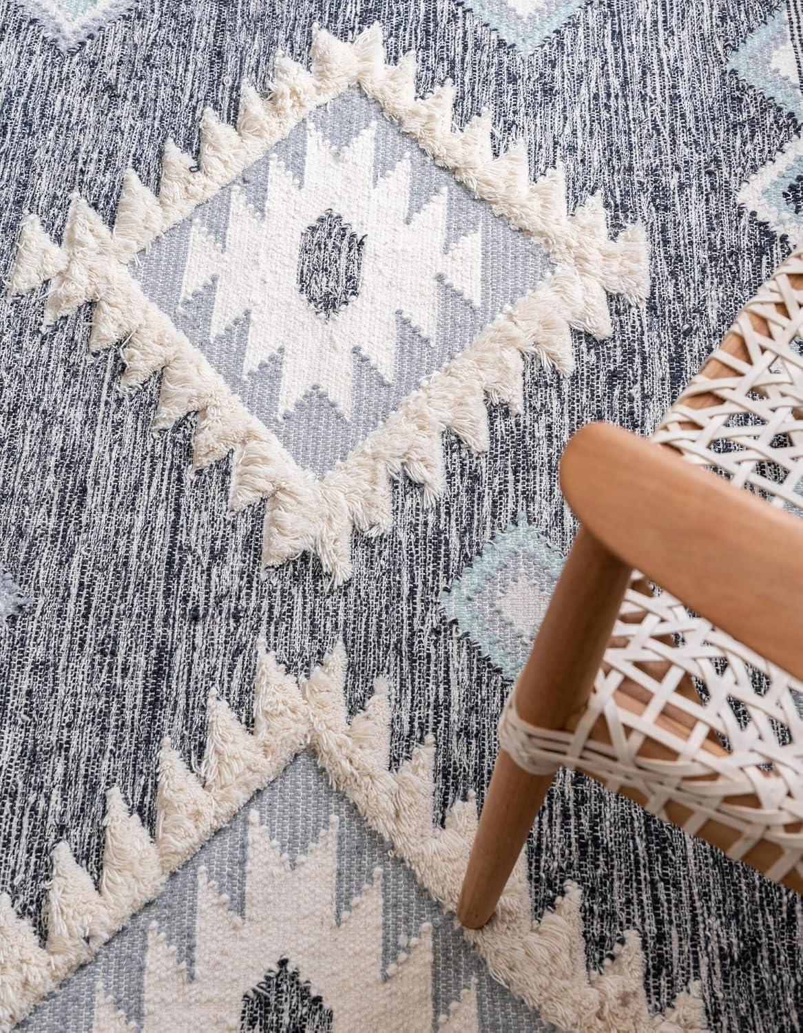 Unique Loom 5' 1 x 8' 0 Mesa Papago Dark Blue Area Rug