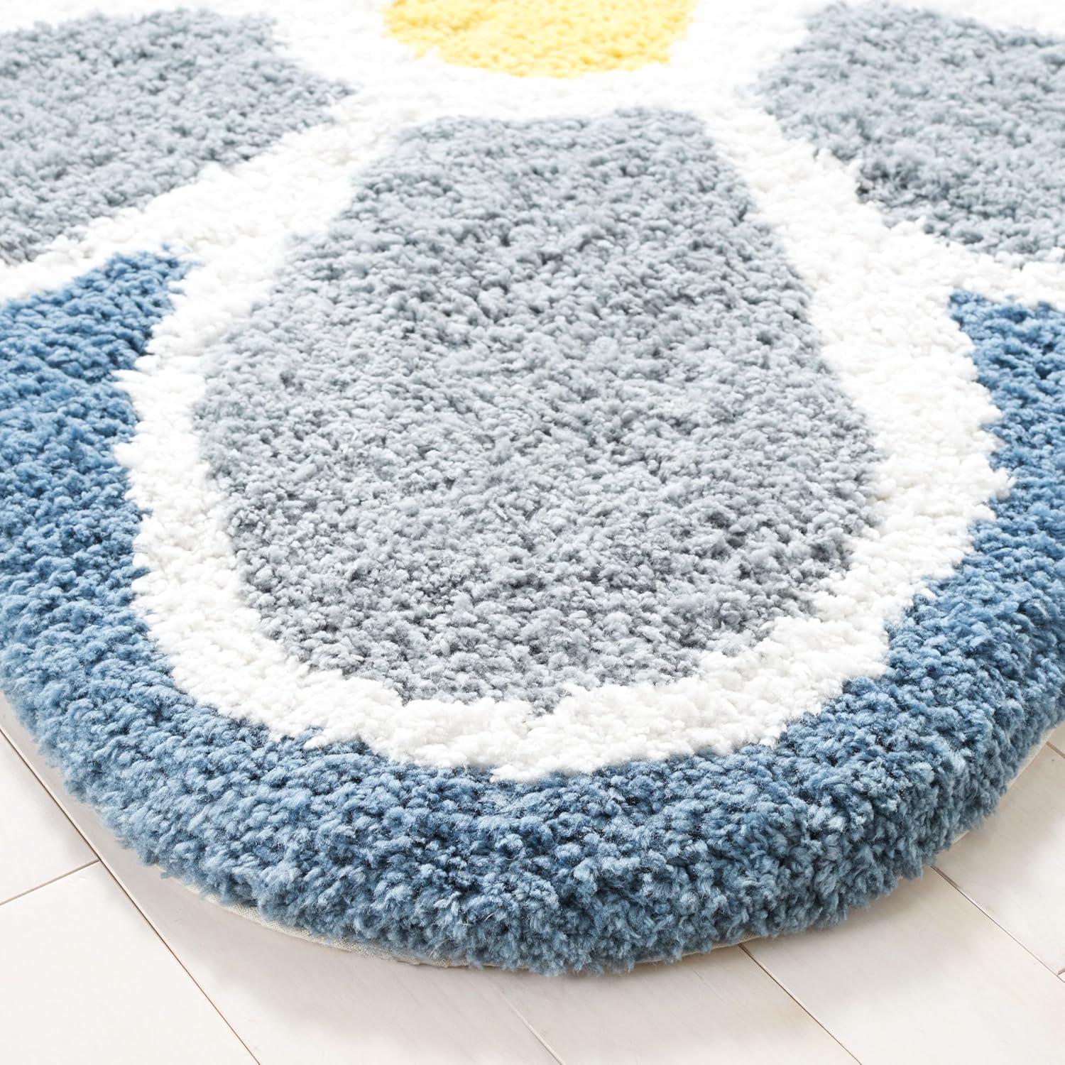 Novelty NOV902 Hand Tufted Accent Rug - Ivory/Blue - 3' round - Safavieh.