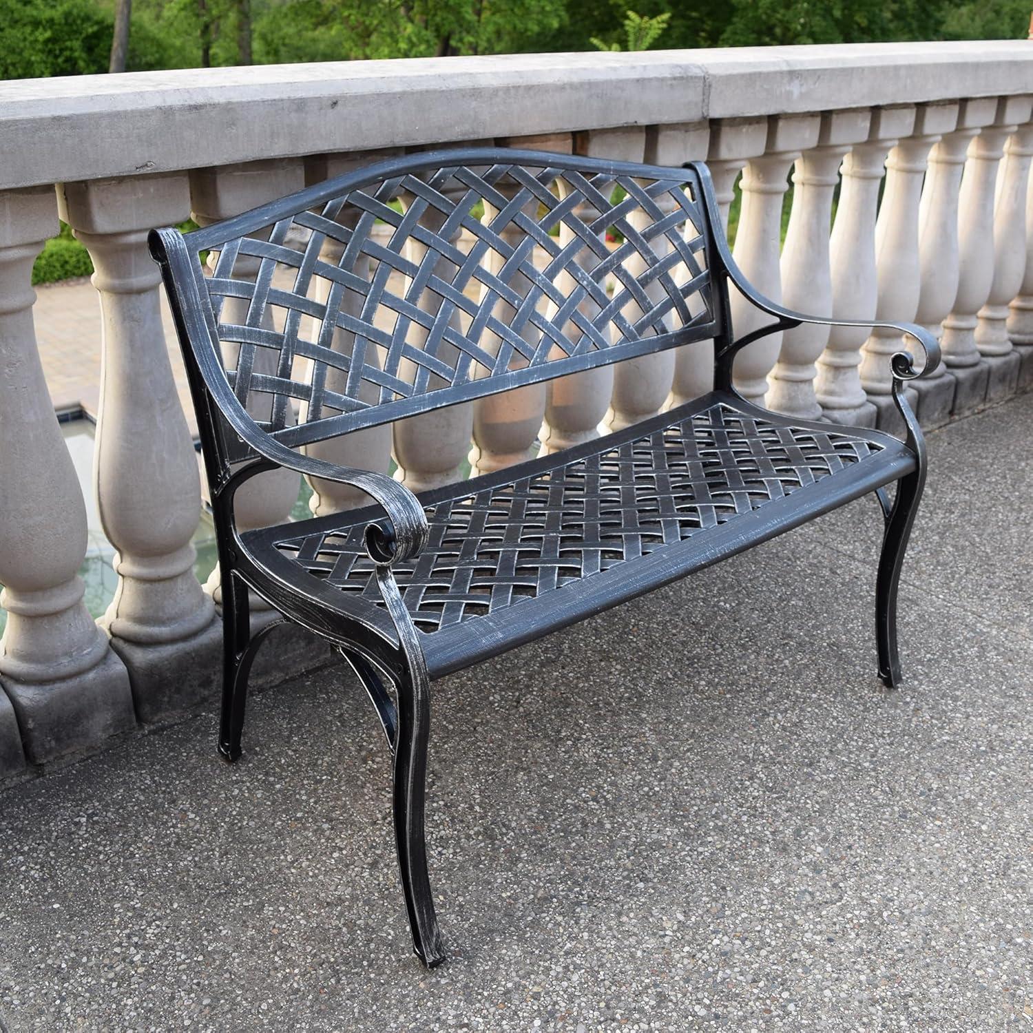 Modern Aluminum Patio Bench - Oakland Living