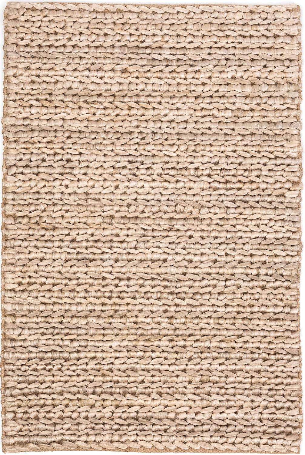 Bleached Oak Hand-Braided Cotton Jute 2' x 3' Rug