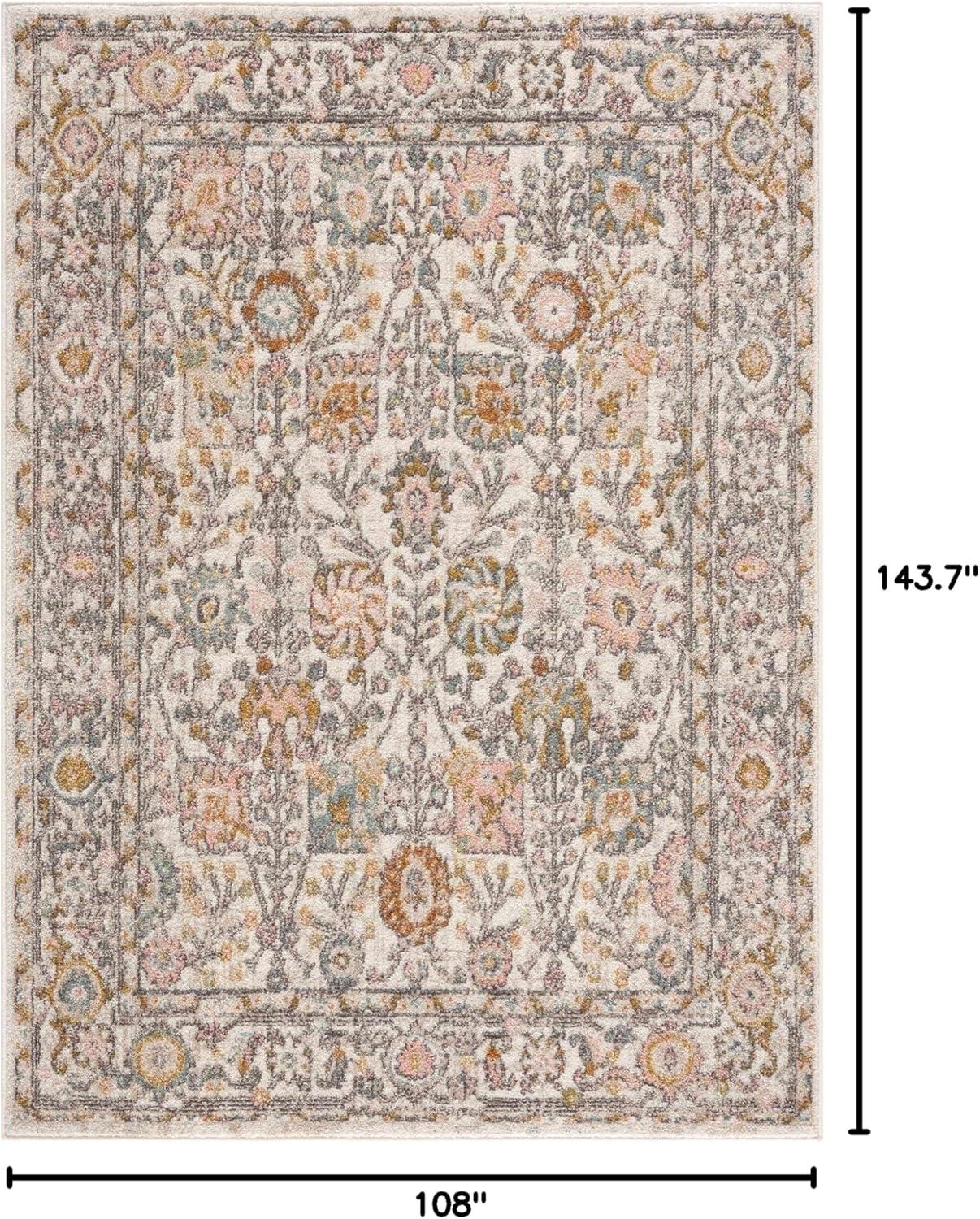 BoutiqueRugs Herstmonceux Boho Vintage Colorful Oversized Area Rug - Farmhouse Traditional Floral Rug for Living Room Cream, Green, Sage, Red, Gray, Taupe, Dusty Pink - 8'10" x 12' (9x12 Area Rug)