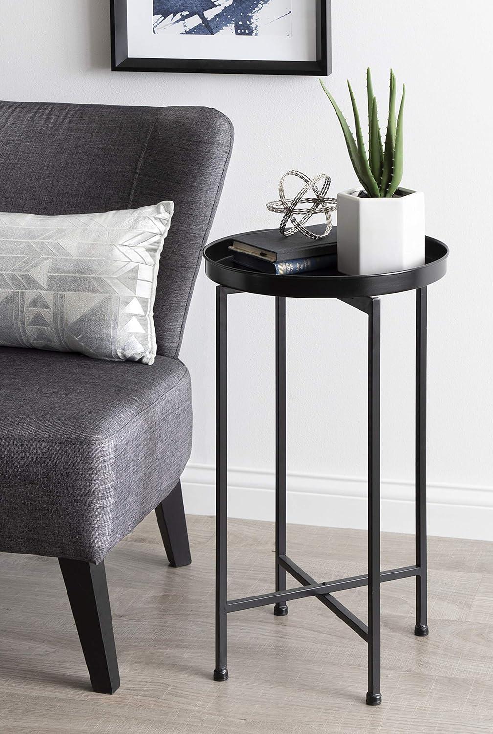 Kate and Laurel Celia Round Metal Tea Table, 14x14x25.75, Gray