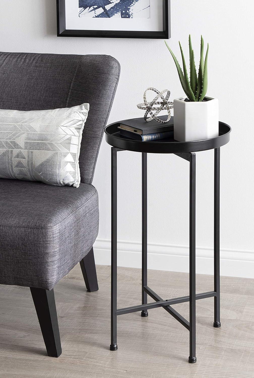 Kate and Laurel Celia Round Metal Tea Table, 14x14x25.75, Gold