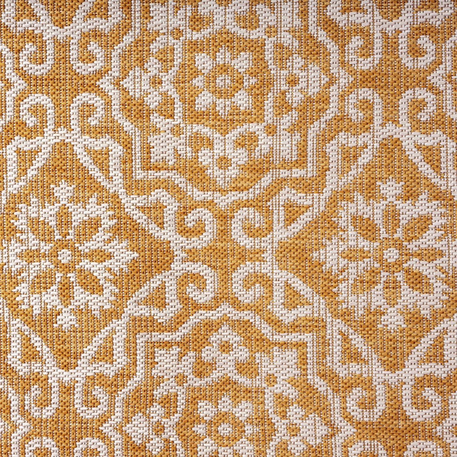 Nicole Miller New York Patio Country Danica Geometric Indoor/Outdoor Area Rug, Yellow/White