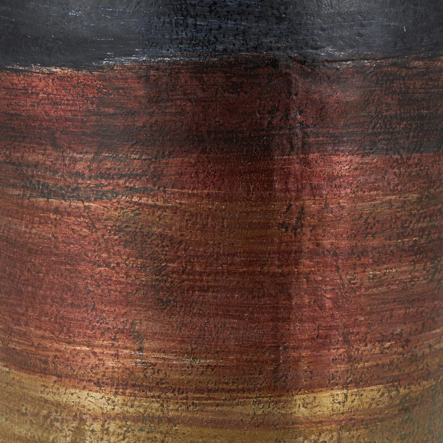 DecMode 28" Tall Floor Mediterranean Style Brown Metal Vase with Hammered Details and Handles