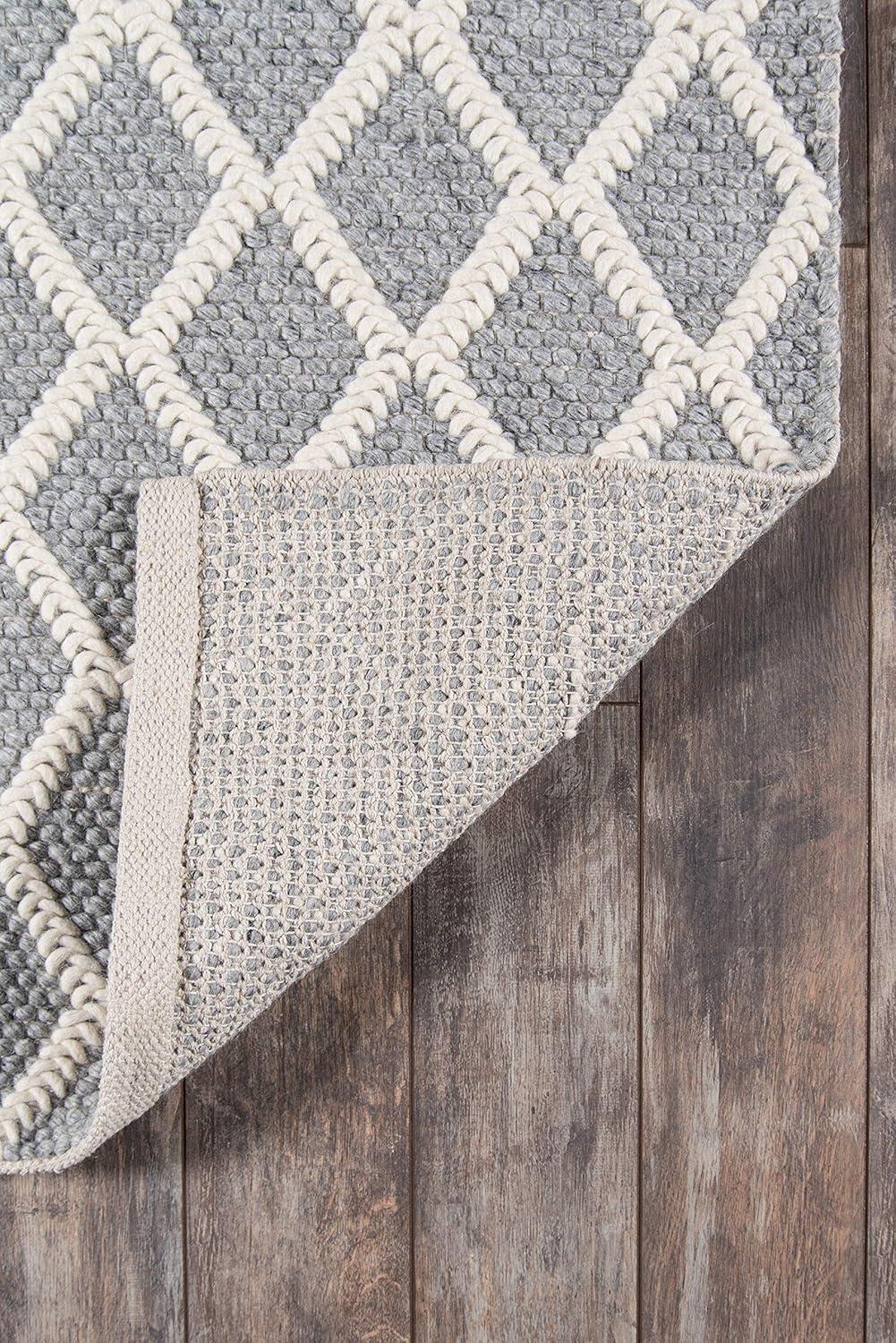 Momeni  Andes Hand-woven Wool and Viscose Trellis Area Rug Grey 3' x 5' Viscose,Wool Geometric,Trellis 3' x 5' Indoor Ivory Rectangle