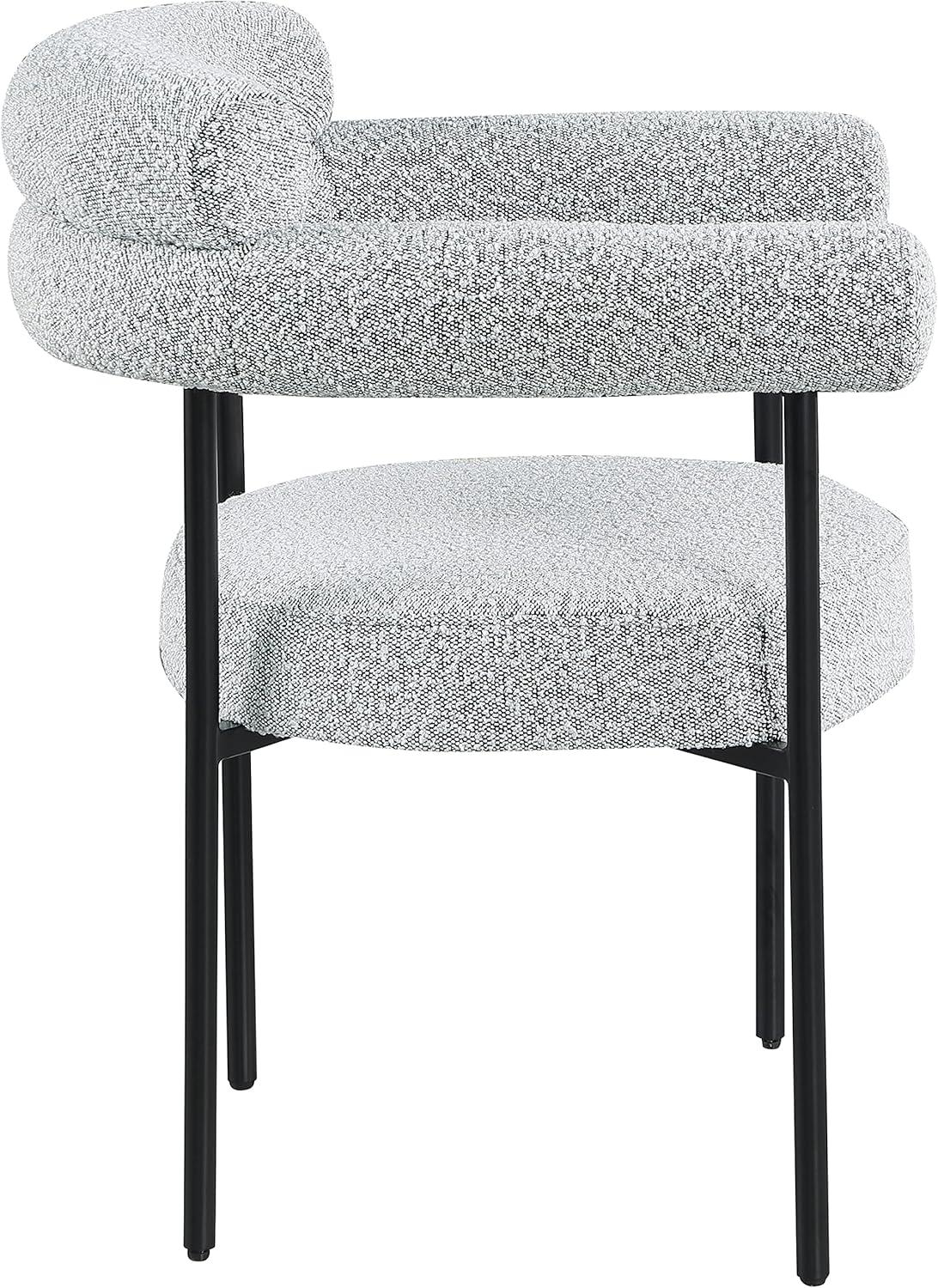 Meridian Furniture Blake Grey Boucle Fabric Dining Chair Set of 2