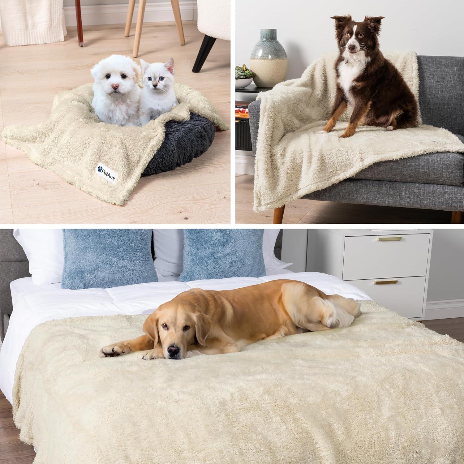 Small Beige Waterproof Sherpa Pet Blanket