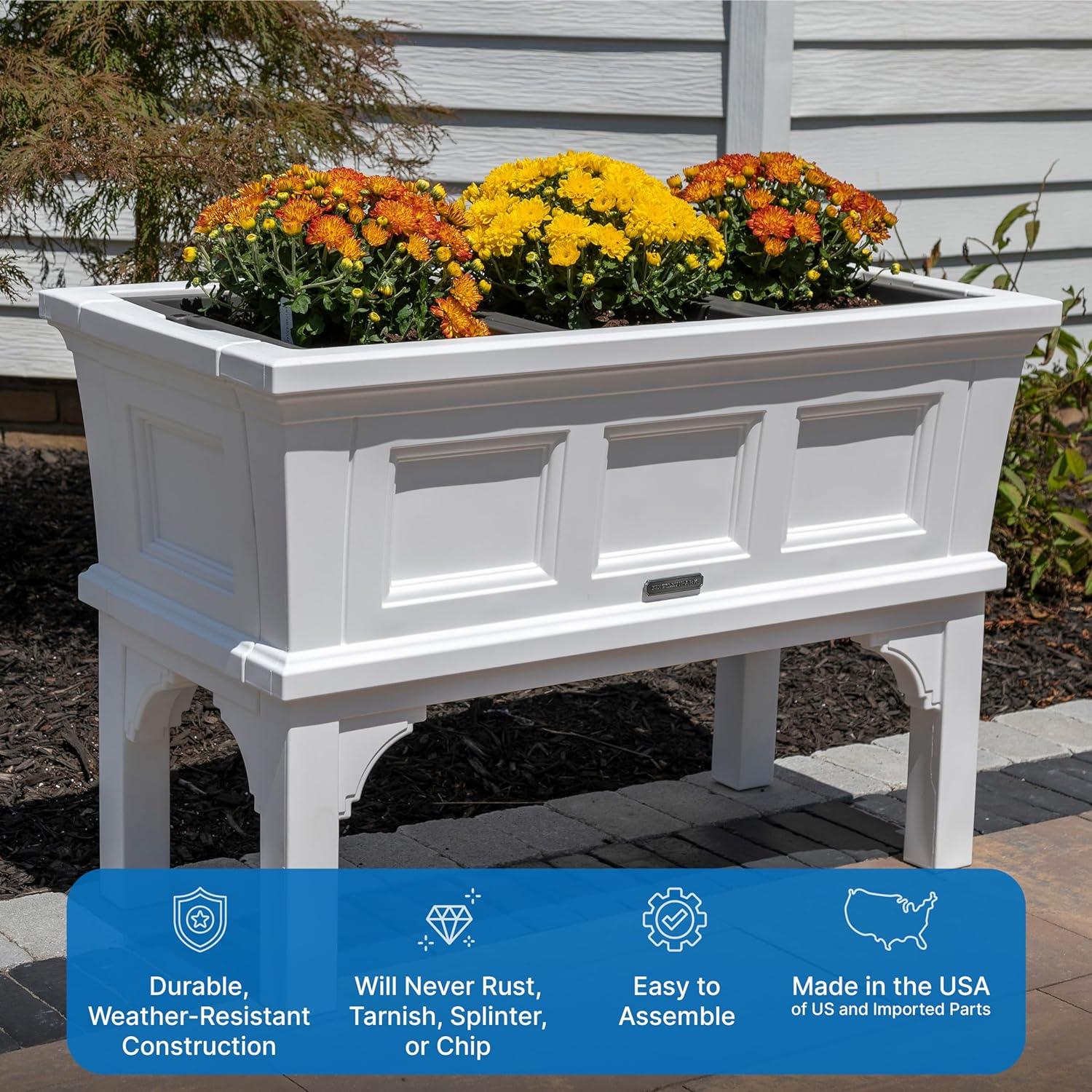 Classic White Raised Garden Planter Box for Outdoor & Indoor, 24"x39"