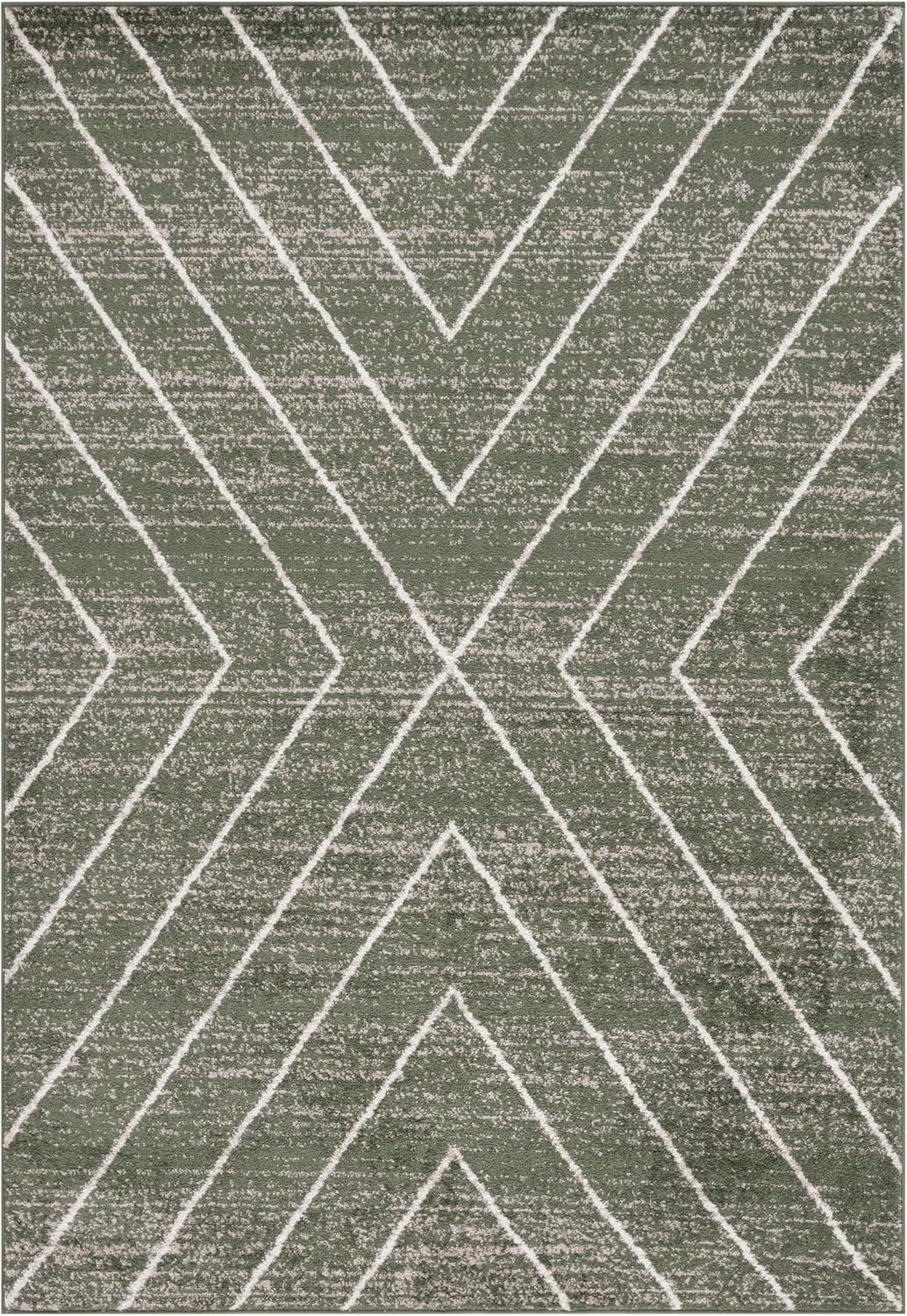 SAFAVIEH Adirondack Evonne Geometric Area Rug, Dark Green/Ivory, 6' x 9'