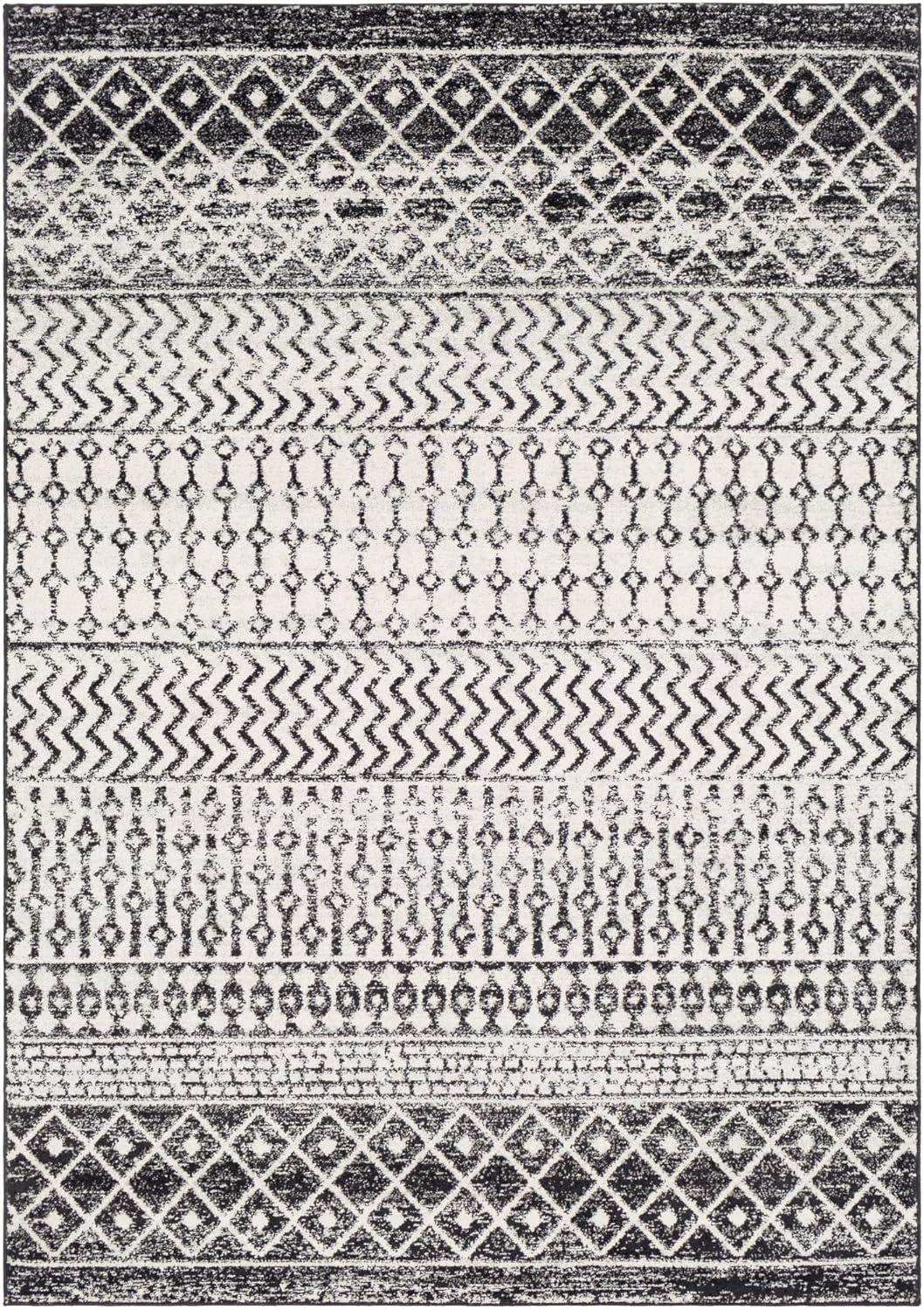 Livabliss Elaziz Boho Moroccan Area Rug,5'3" x 7'7",Black