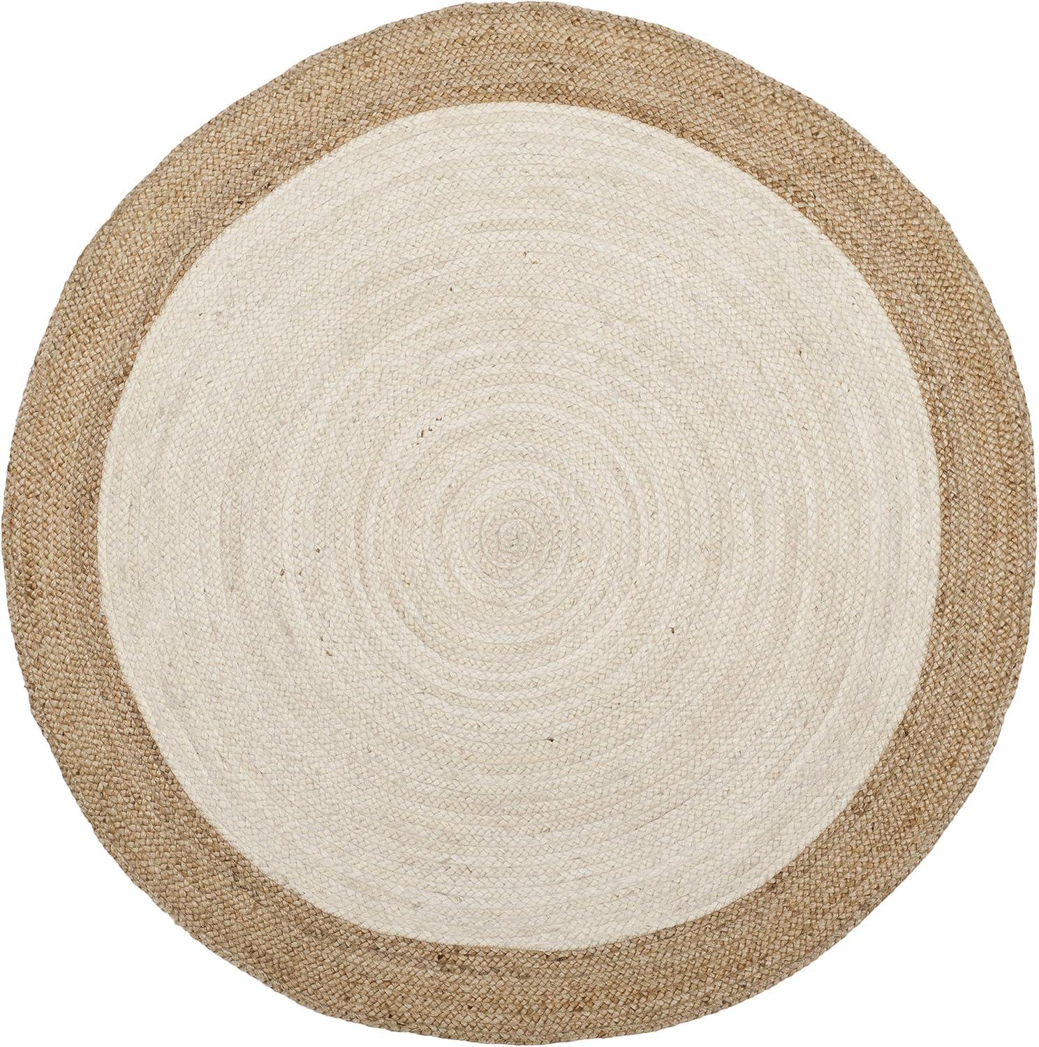 SAFAVIEH Natural Fiber Cebrail Braided Jute Area Rug, Ivory/Natural, 12' x 12' Round