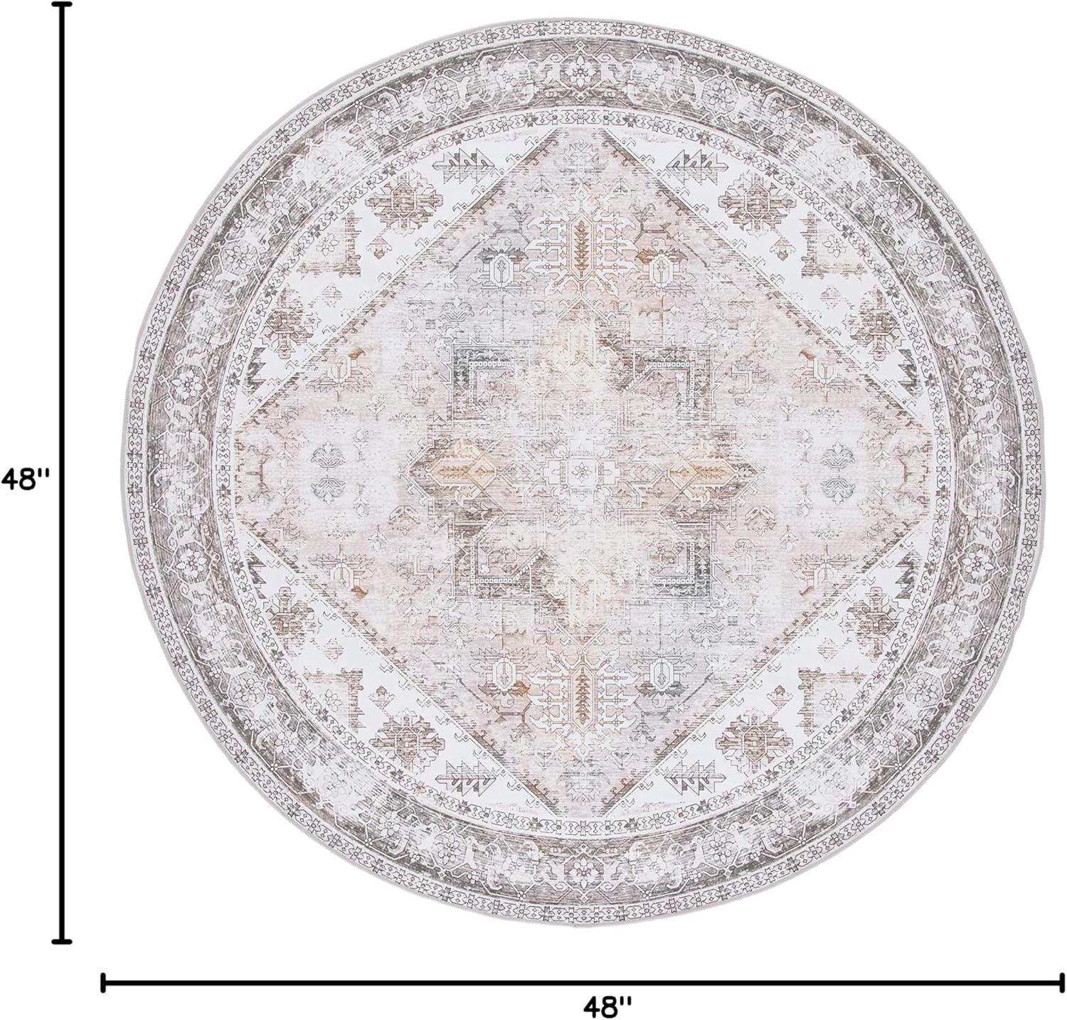 Tucson TSN102 Power Loomed Machine Washable Area Rug - Beige/Grey - 4' round - Safavieh.