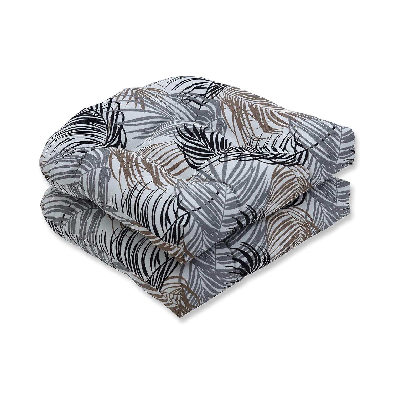 2pk Setra Stone Wicker Outdoor Seat Cushions Black - Pillow Perfect: Tufted, Weather-Resistant