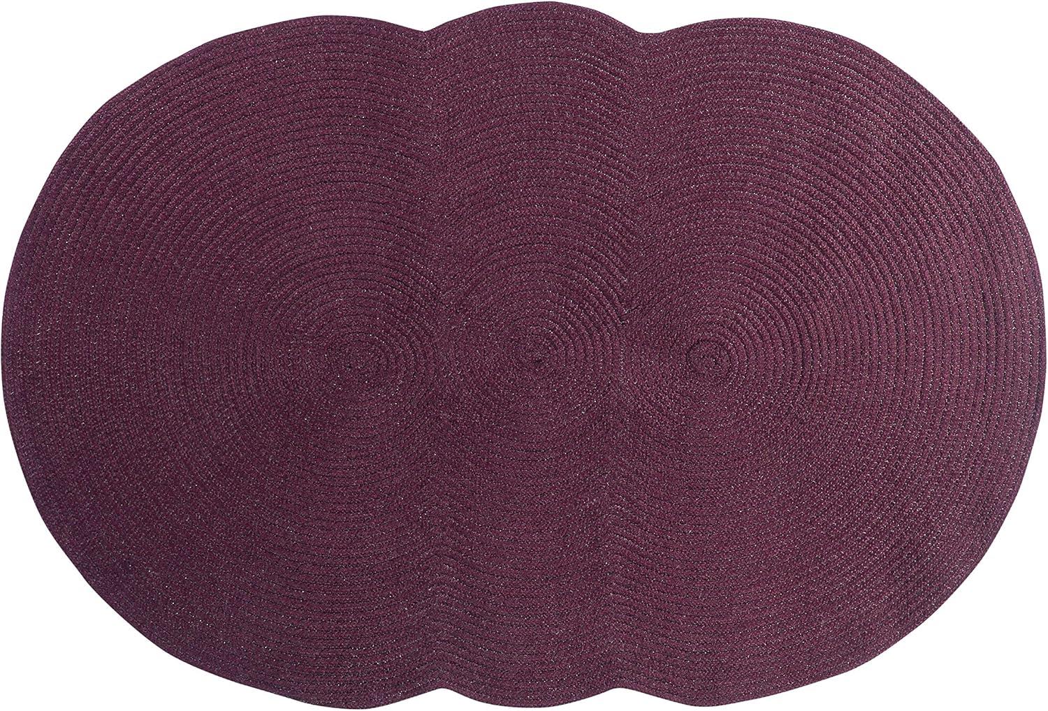 Braided Burgundy Oval Reversible Synthetic Rug 41"x60"