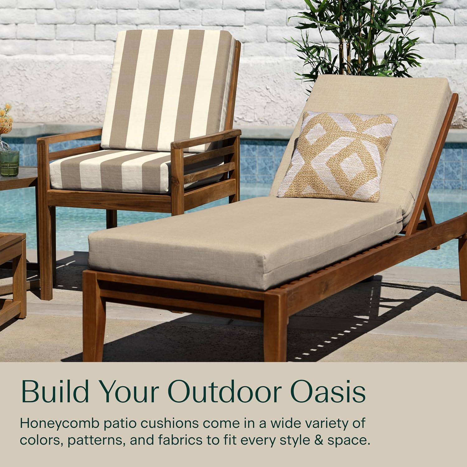 Textured Solid Almond Chaise Lounge Cushion