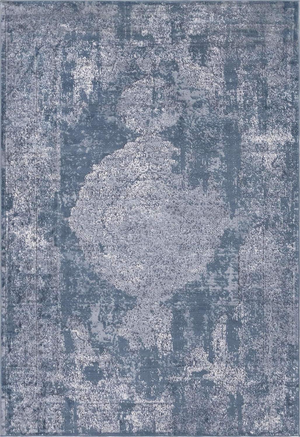 Unique Loom Portland Collection Area Rug - Woodburn (6' 1" x 9' Rectangle Blue/Ivory)