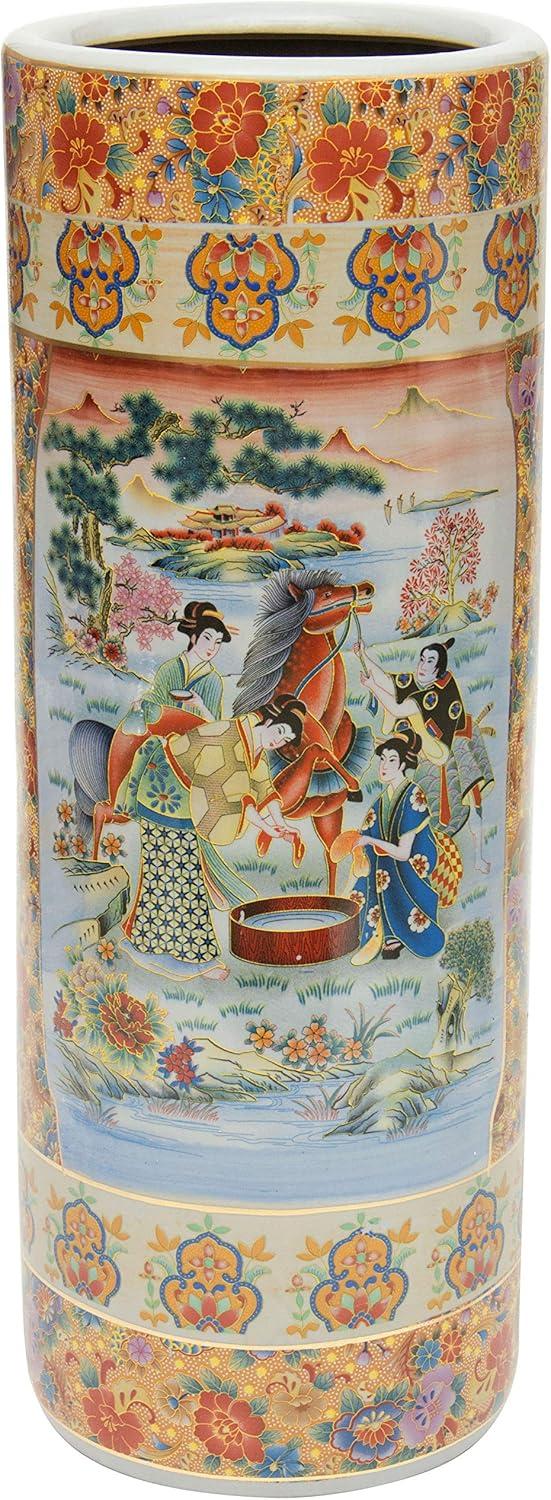 24" Horse in Meadow Porcelain Umbrella Stand