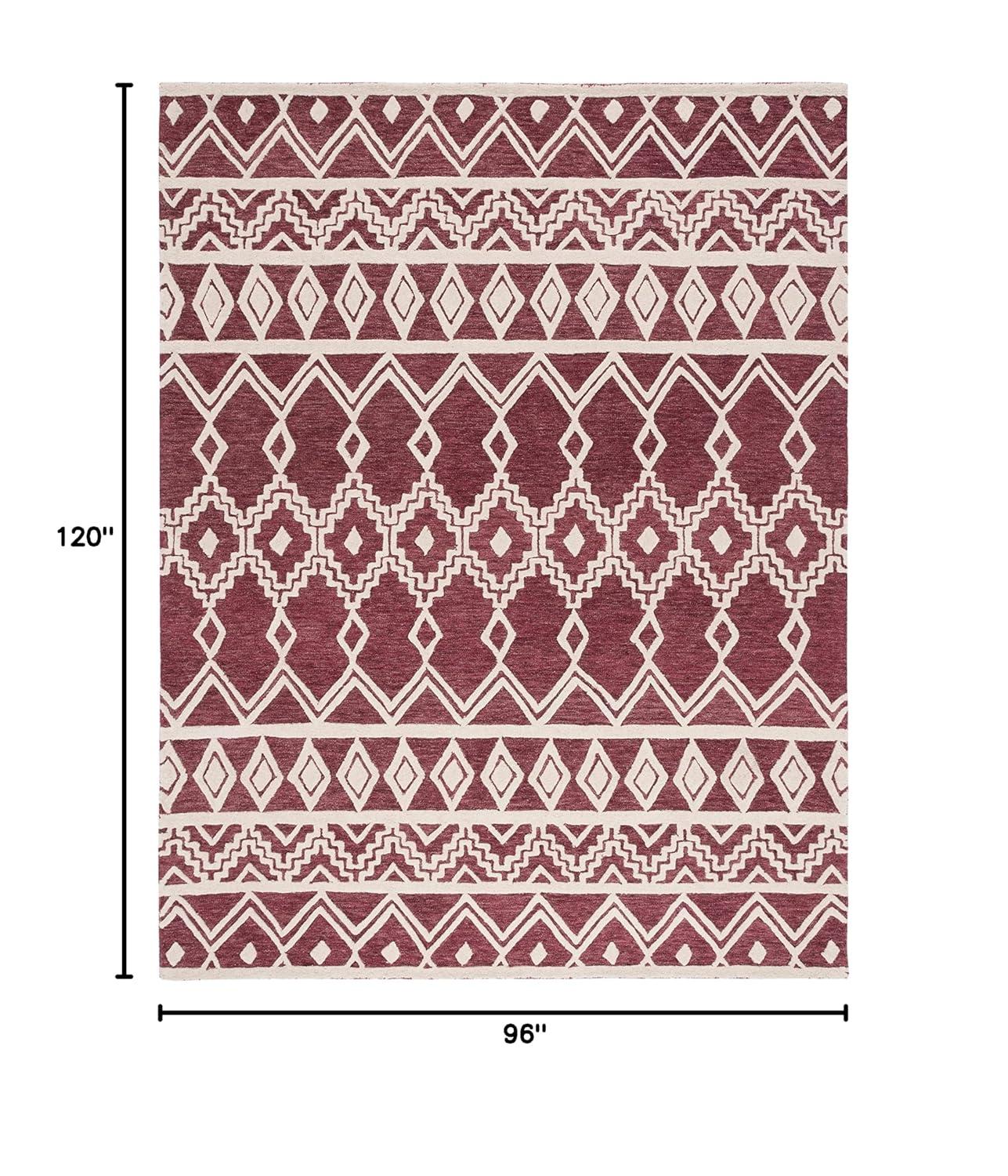 Abstract ABT851 Handmade Indoor Area Rug - Red/Ivory - 8'x10' - Safavieh