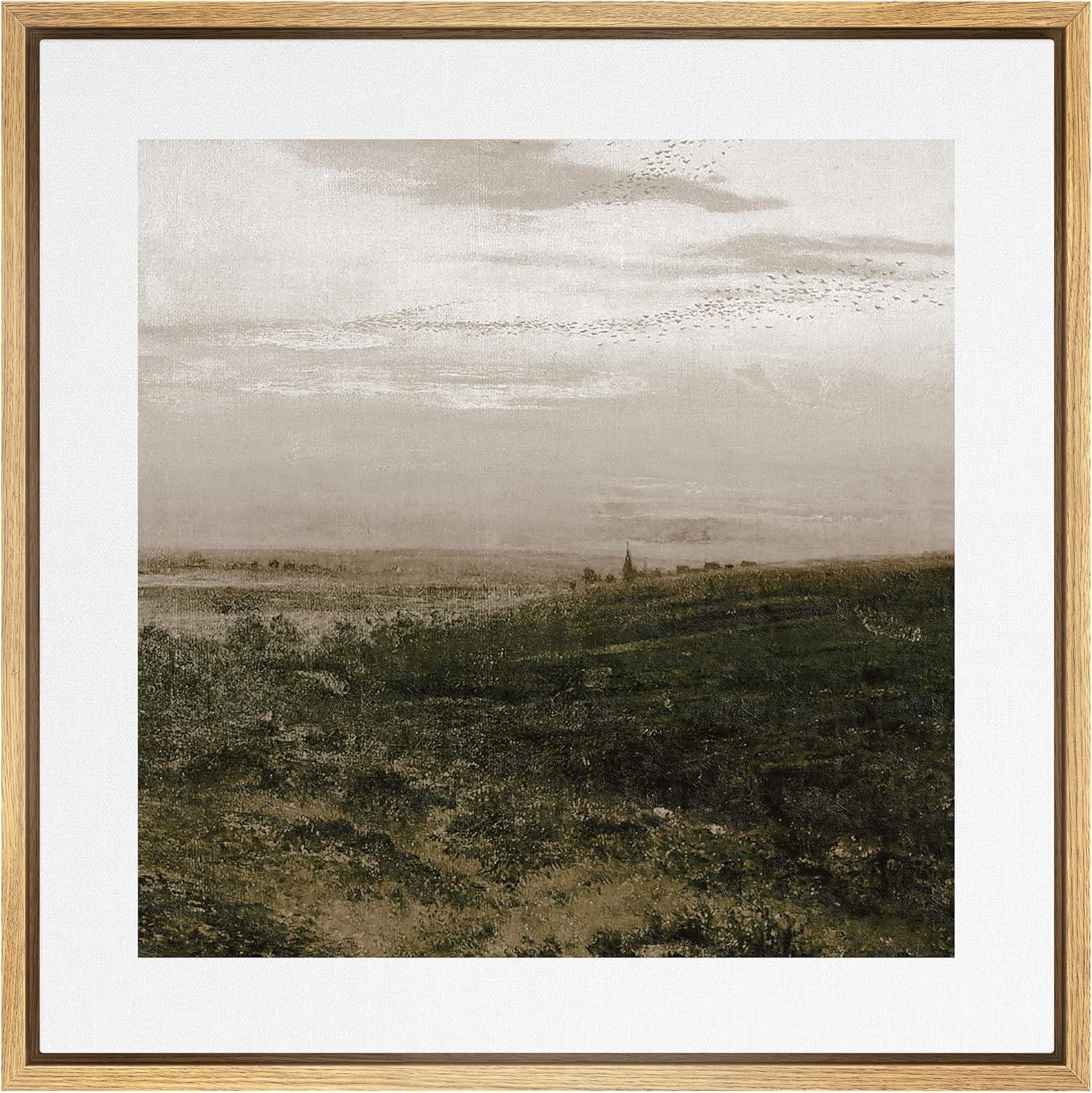 Natural Framed Cloudy Stormy Countryside Landscape Canvas Print