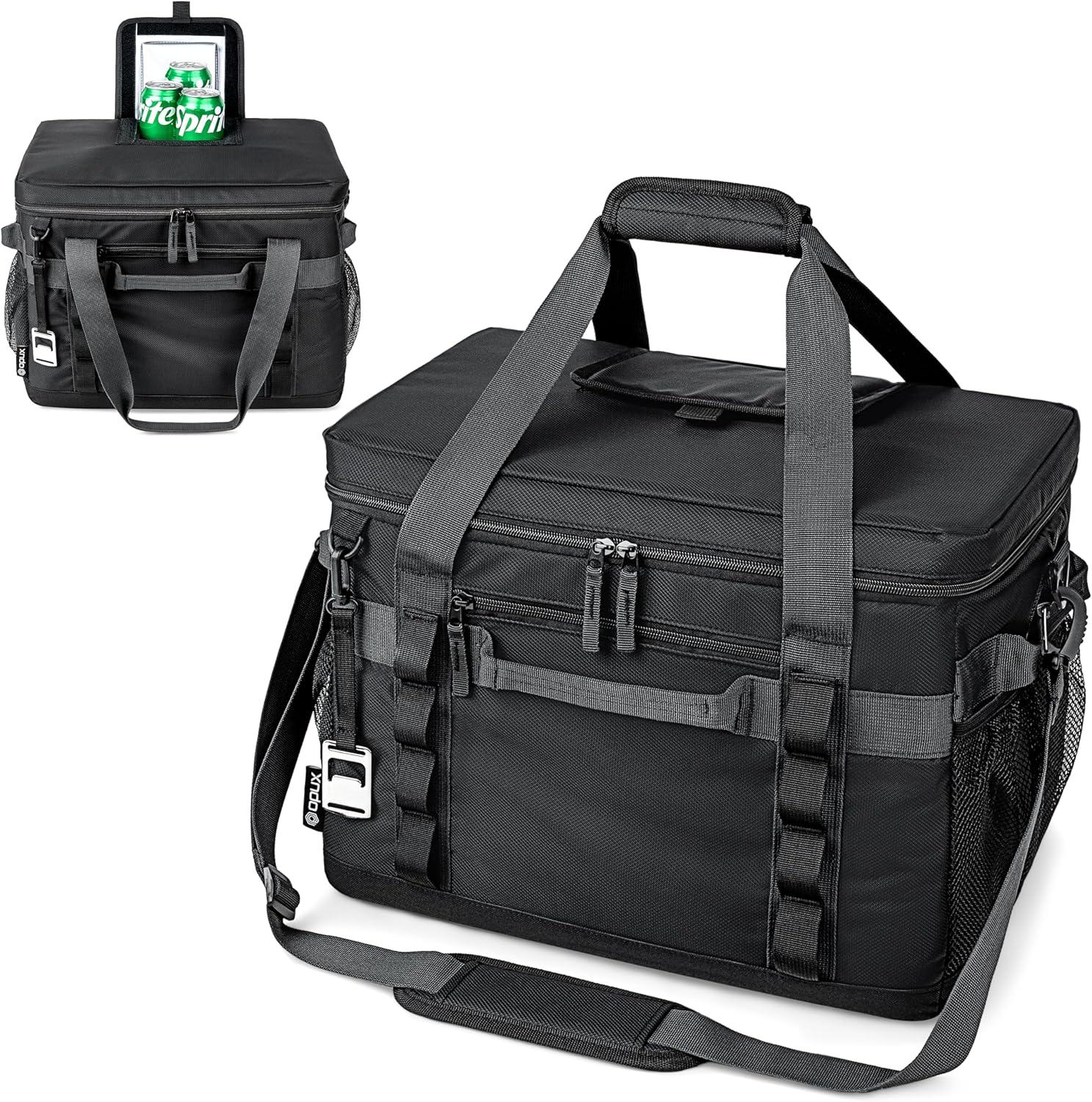 OPUX Soft Sided Cooler Bag, Insulated Collapsible Portable Leakproof with Shoulder Strap, Beach Camping Travel Road Trips (Black, 60 Cans)