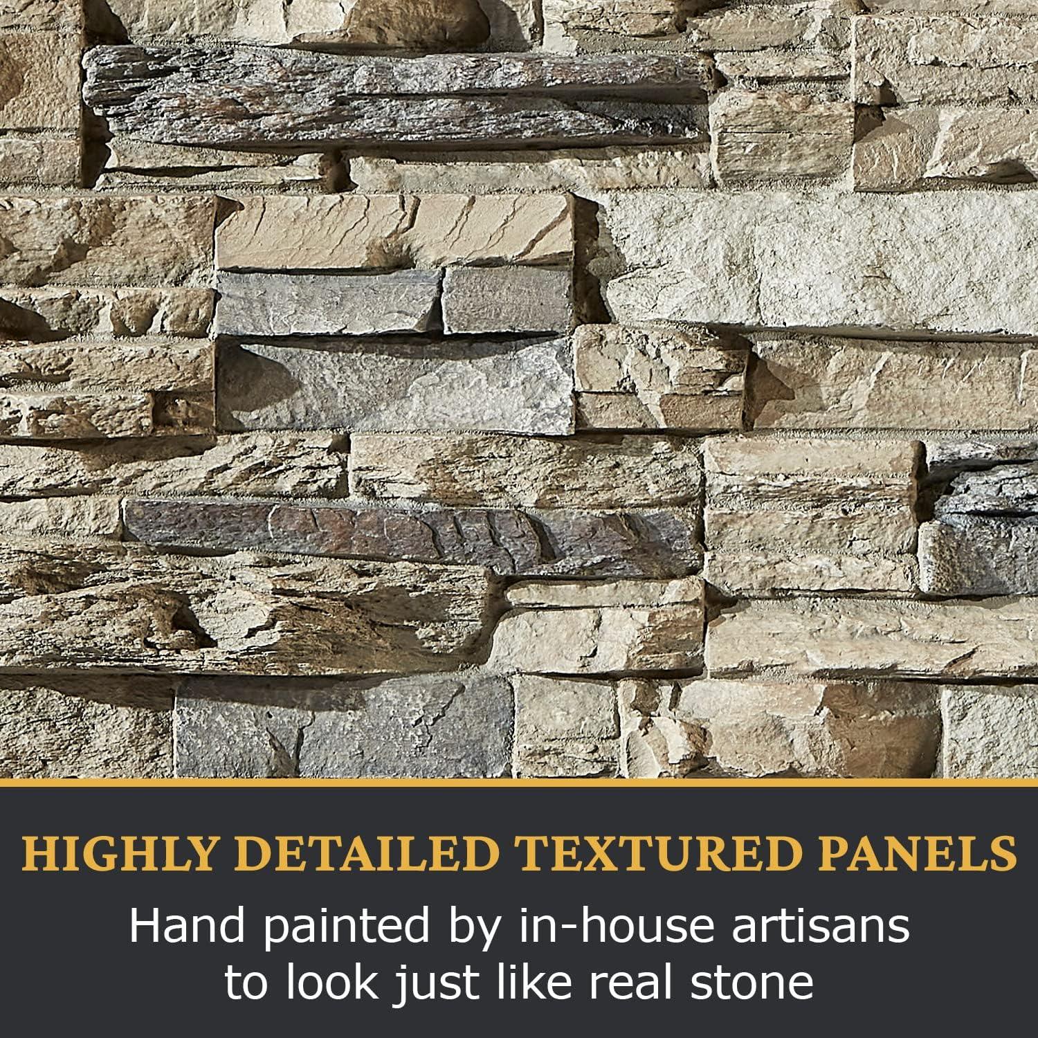Faux Stacked Stone 3D Textured Wall Panel | Sedona | 48''L x 24''H x 2''D | 1 Panel | Ocean Mist