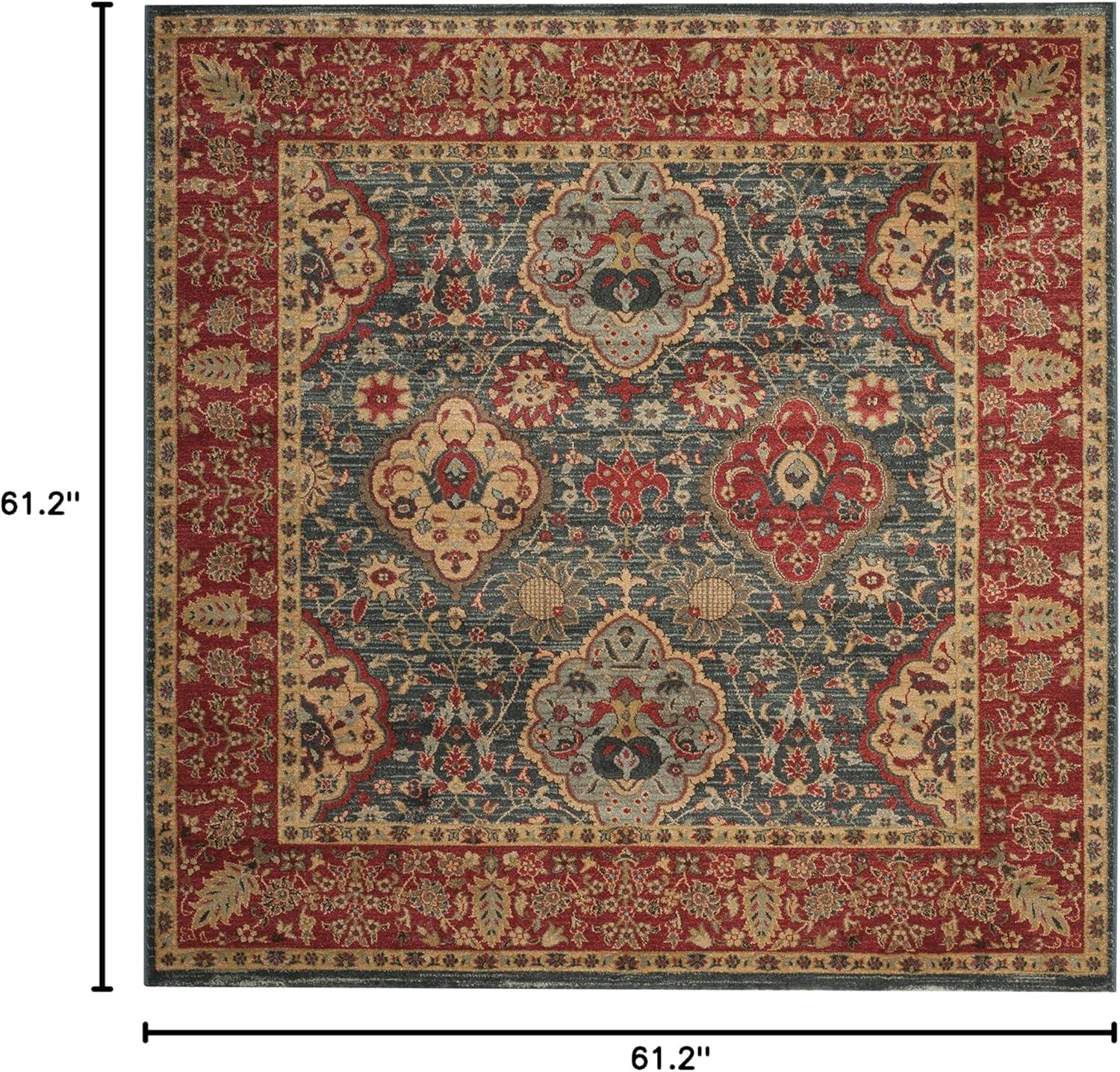 Mahal MAH655 Power Loomed Area Rug - Navy/Red - 5'1"x5'1" - Safavieh.