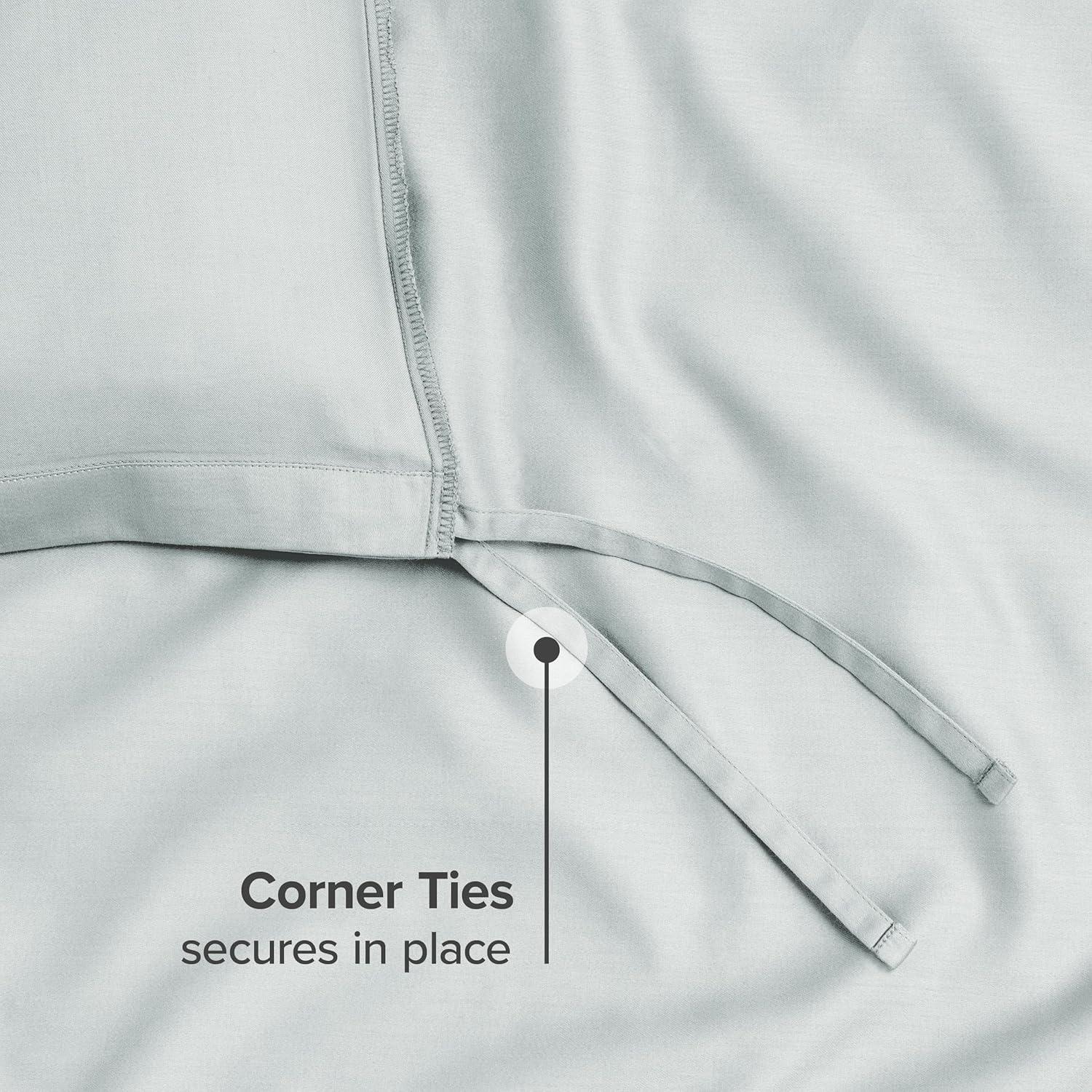 400 Thread Count Organic Cotton Sateen Twin/Twin XL Duvet Cover and Sham Set Winter Blue by Bare Home