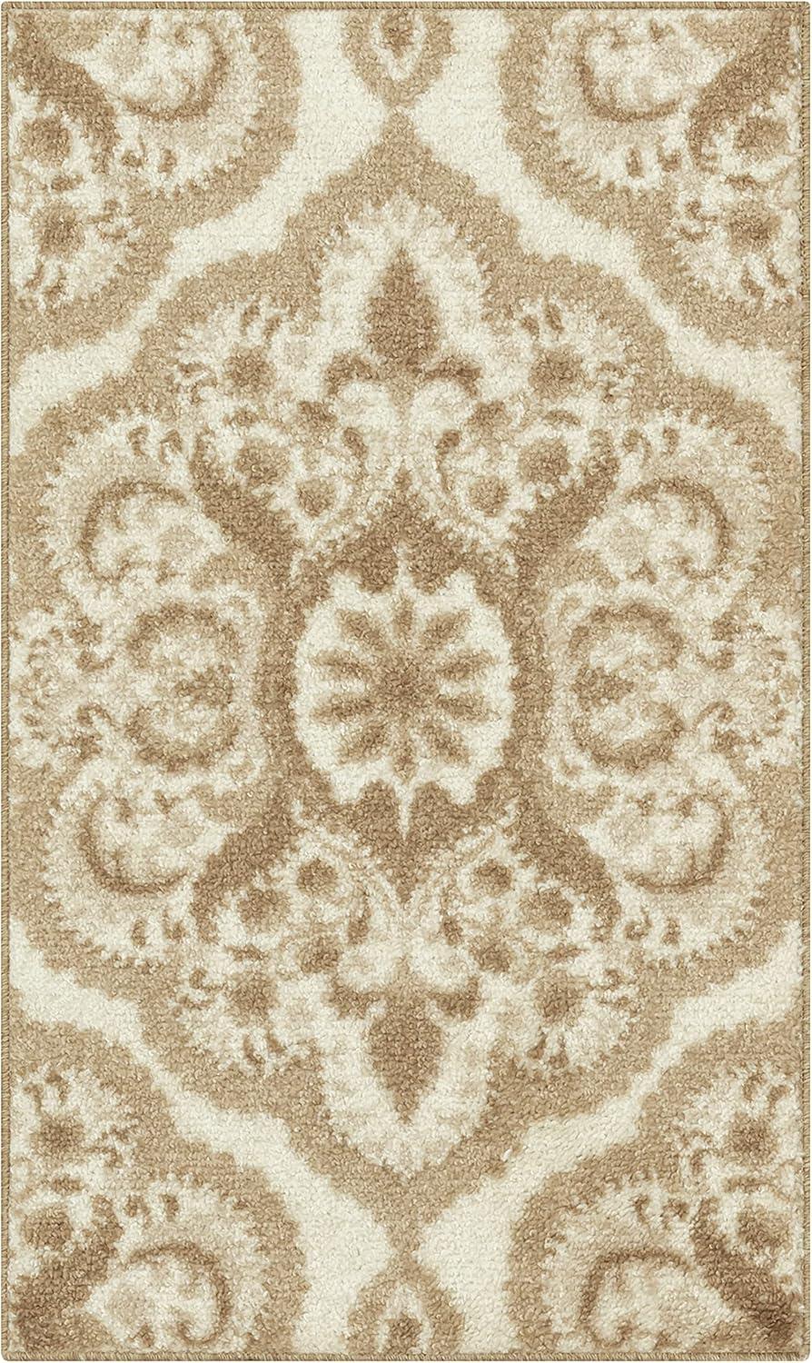 Neutral Medallion Tufted Washable Rectangular Rug