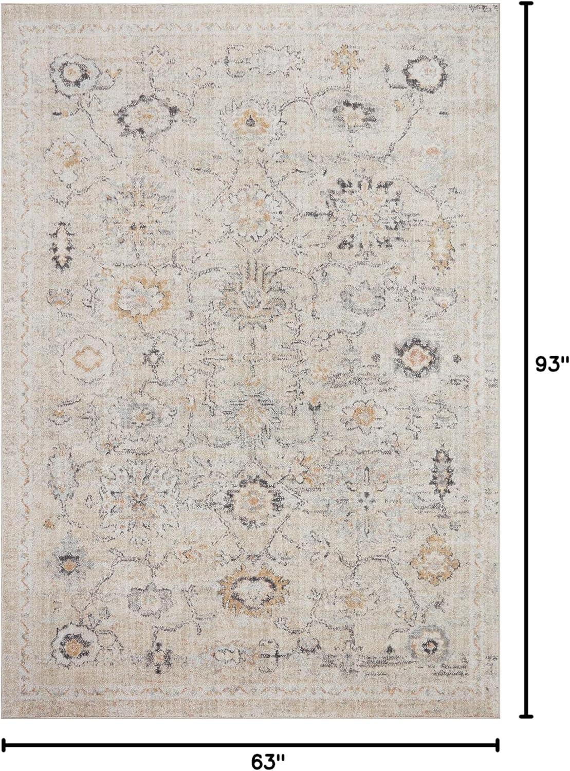 Monroe Oriental Machine Woven Polyester Area Rug in Gray/Ivory