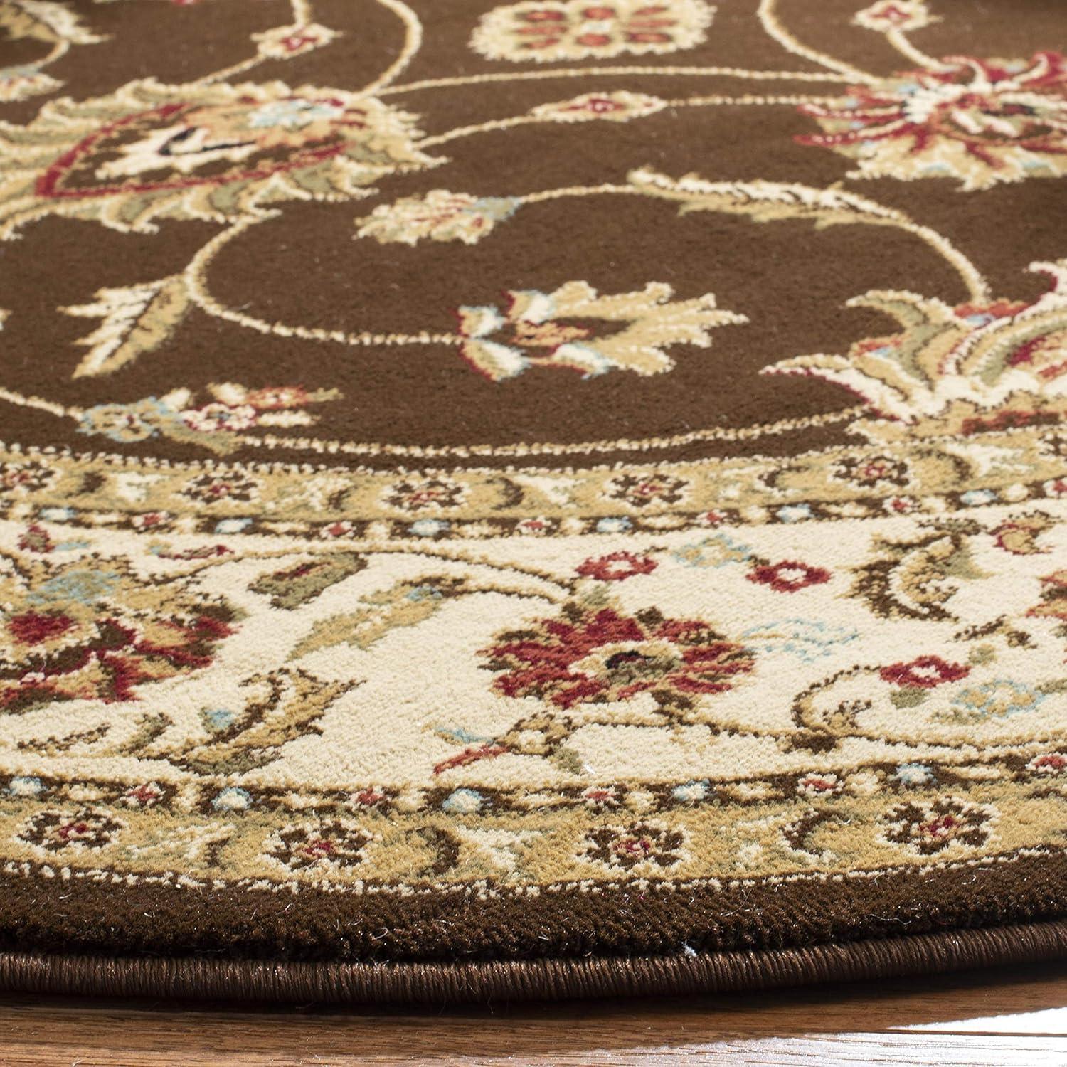 Lyndhurst LNH553 Power Loomed Area Rug - Brown/Ivory - 5'3" Round - Safavieh