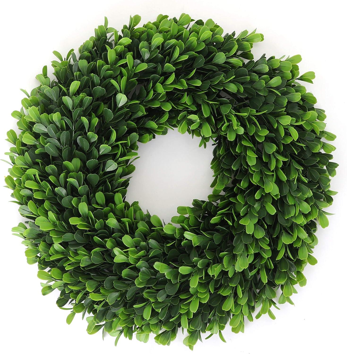 Green Artificial Eucalyptus and Cotton Front Door Wreath