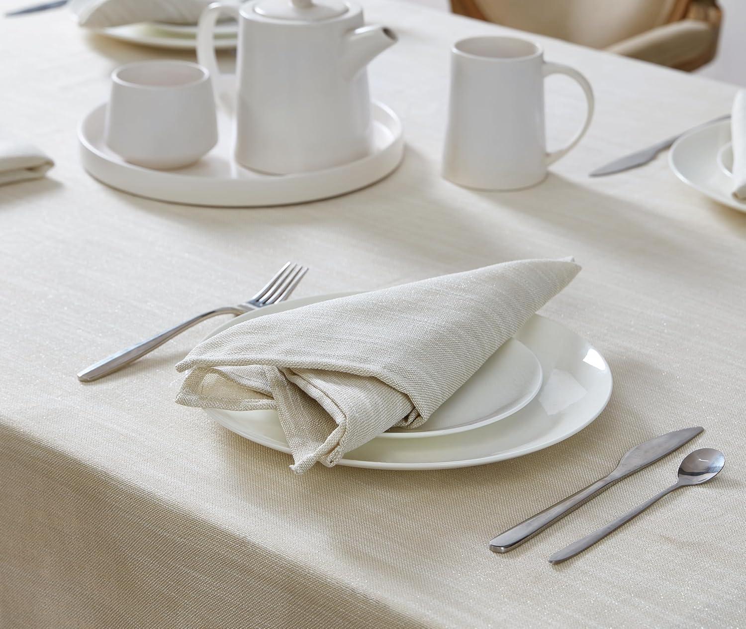 Elegant Shimmery Beige Polyester Square Napkin Set, 18" x 18"