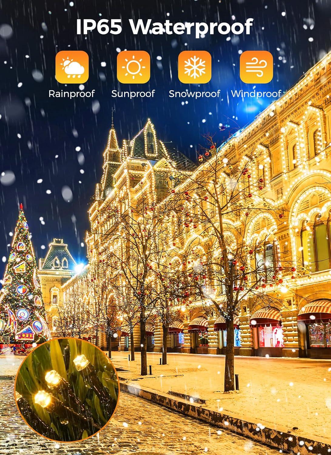 Minetom Solar String Lights Outdoor - 40FT 100 LED String Lights Solar Powered with 8 Lighting Modes, Waterproof Patio Lights, Outdoor Solar Lights for Outside Tree Garden Balcony Gazebo, Pure White