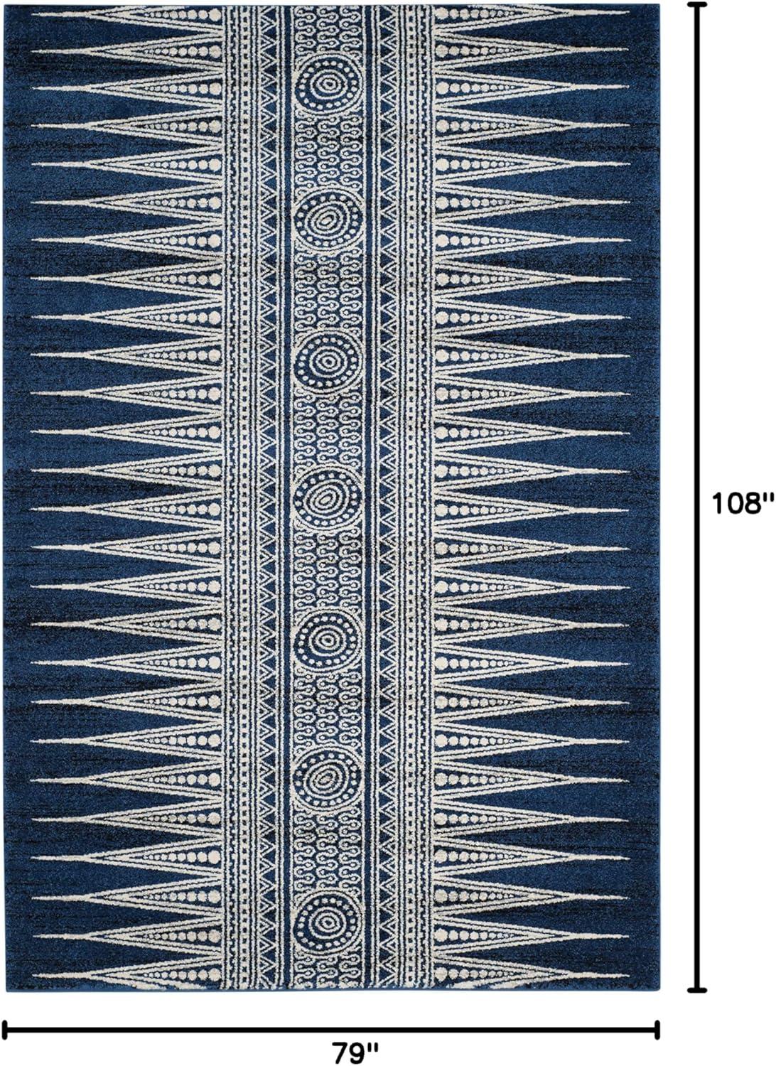 Evoke EVK226 Power Loomed Area Rug - Royal/Ivory - 6'7"x9' - Safavieh.