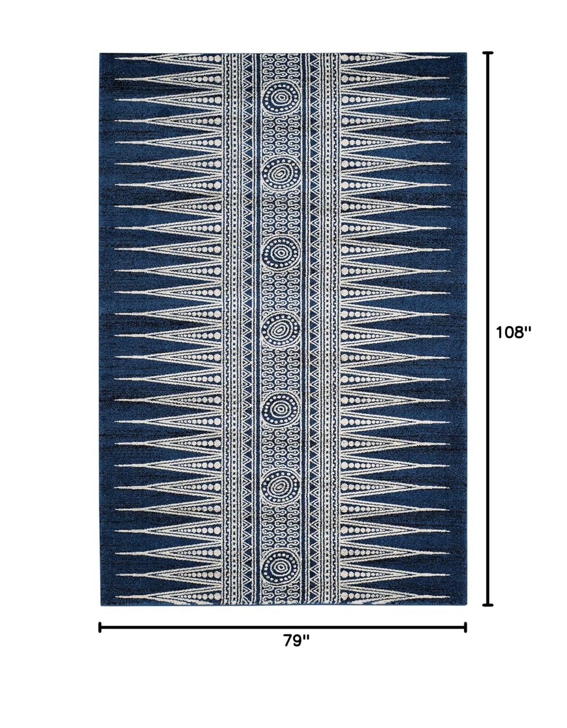 Evoke EVK226 Power Loomed Indoor Area Rug - Royal/Ivory - 6'7"x9' - Safavieh