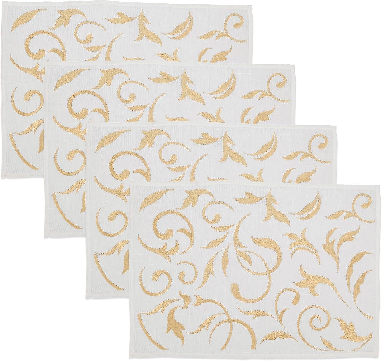 Saro Lifestyle Leafy Beauty Embroidered Placemat (Set of 4)