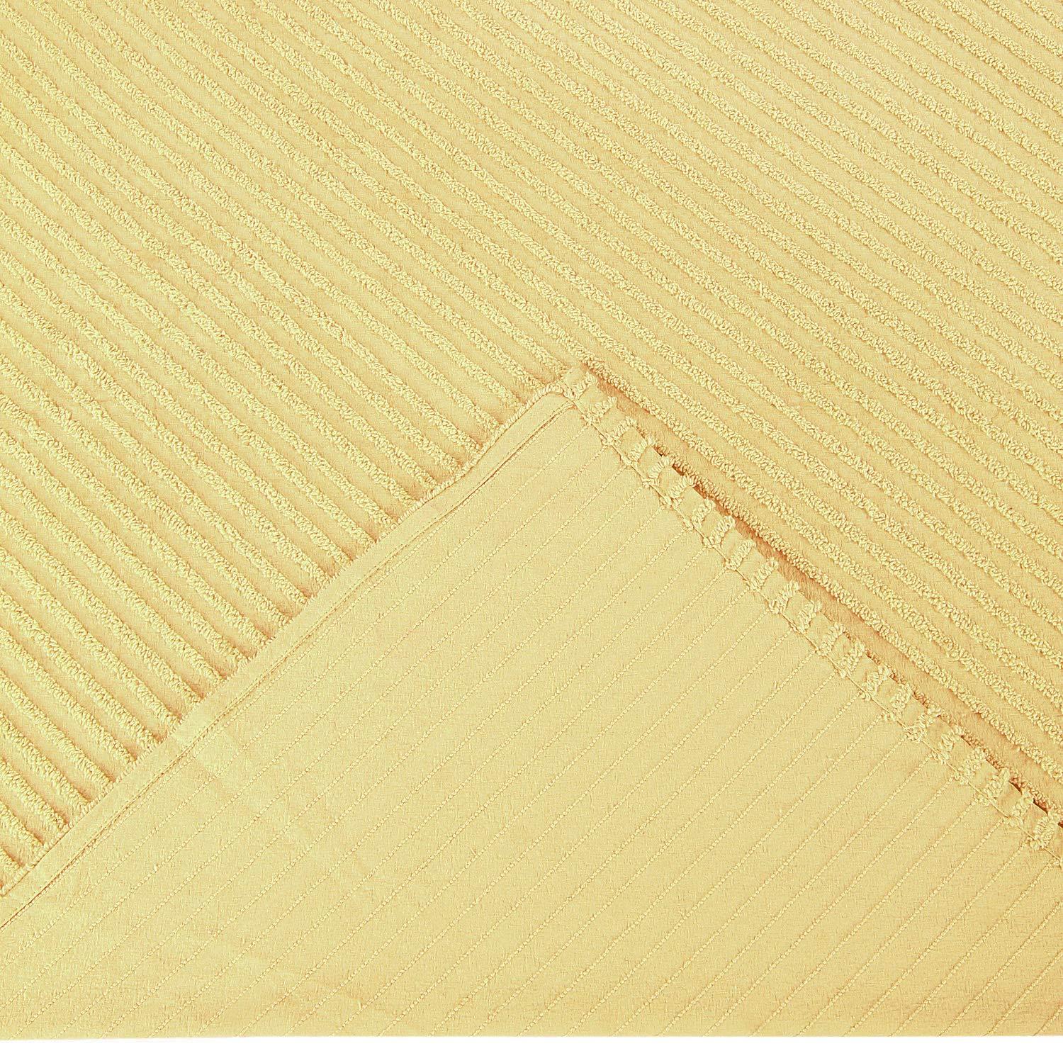Better Trends Chenille Bedspreads Full/Double Size, Yellow 100% Cotton Chenille Stripe Design Tufted Bedding Coverlet Soft Lightweight, 96"x110" with 2 Sham, 3 Pieces Set Jullian Collection