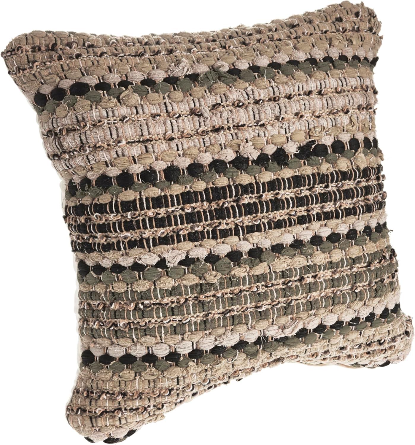 Intertwined Forest Khaki Beige Cotton Square Throw Pillow