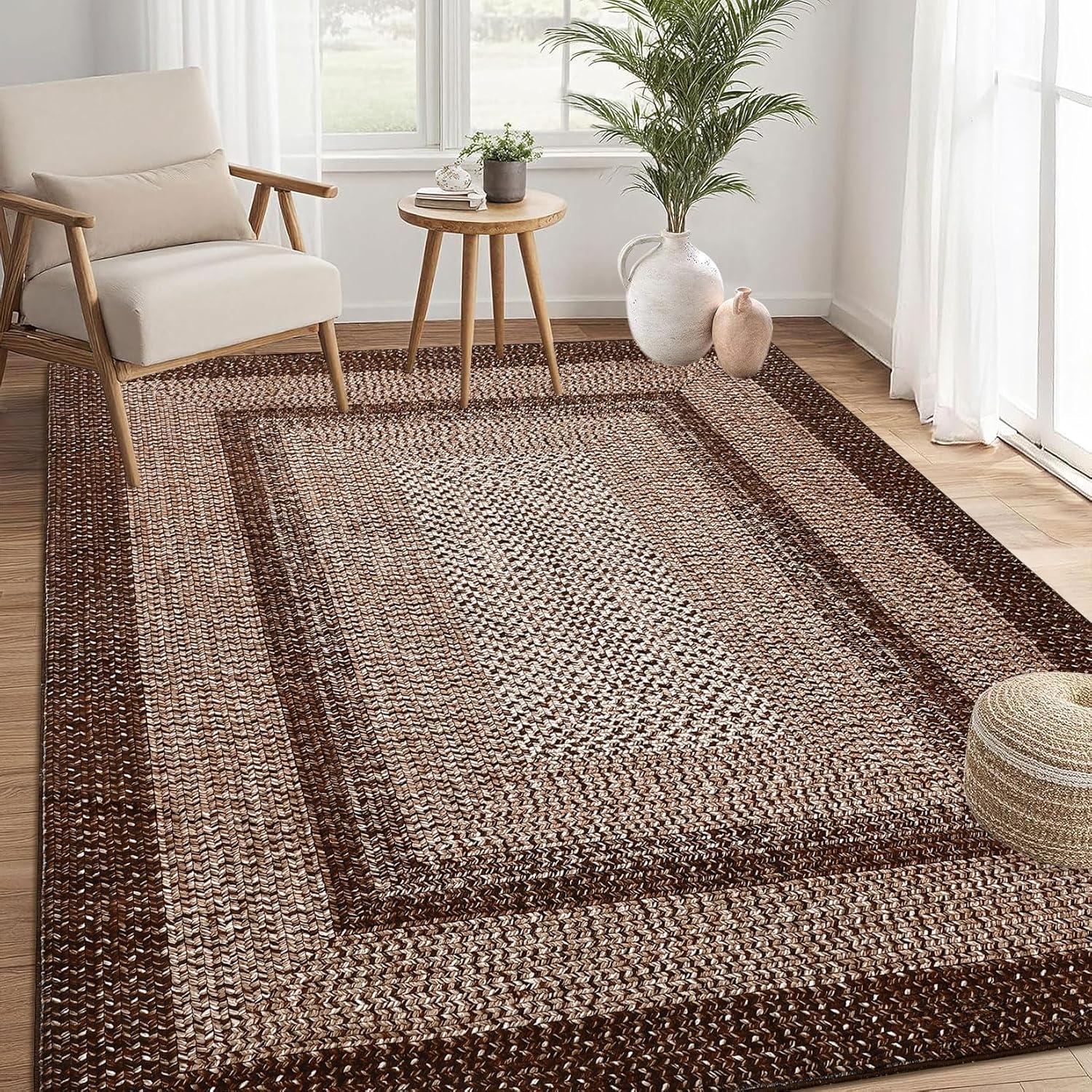 Bungalow Rose 8X10 Braided Print Area Rug Washable Rug