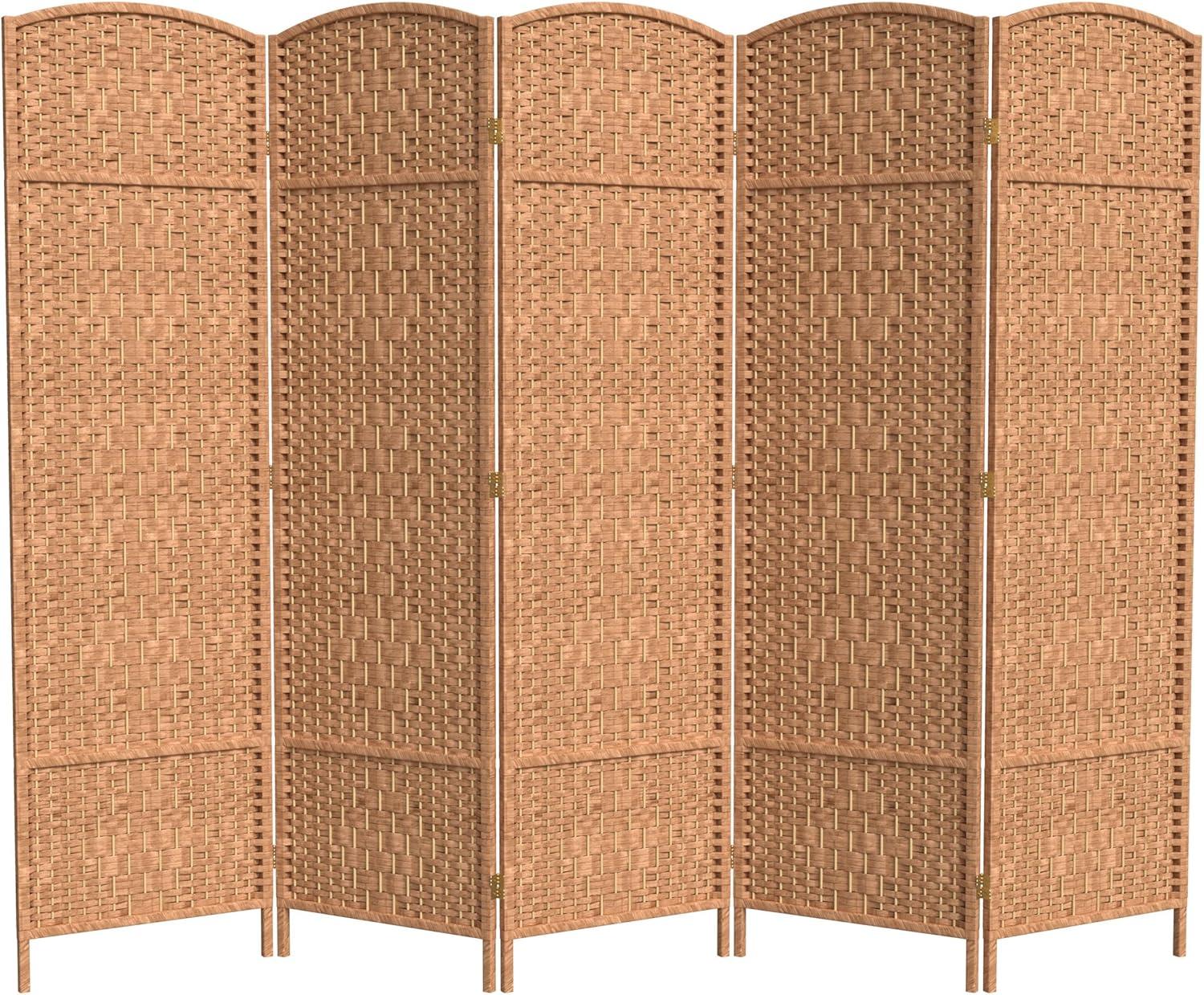 Oriental Furniture 6 ft. Tall Diamond Weave Room Divider - Natural - 5 Panel