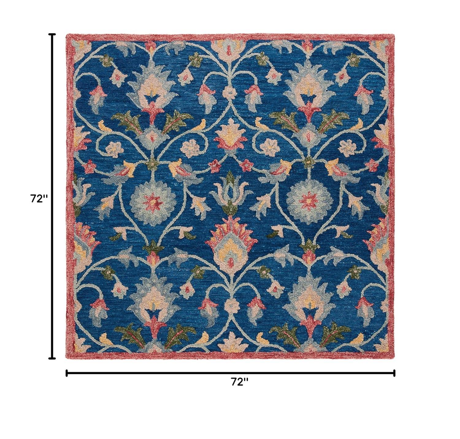 Blossom BLM562 Hand Tufted Area Rug - Blue/Rust - 6'x6' - Safavieh.