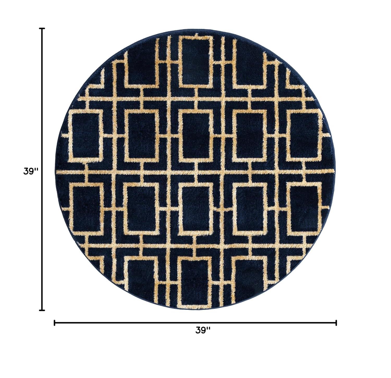 Glam Navy Blue Gold Area Rug